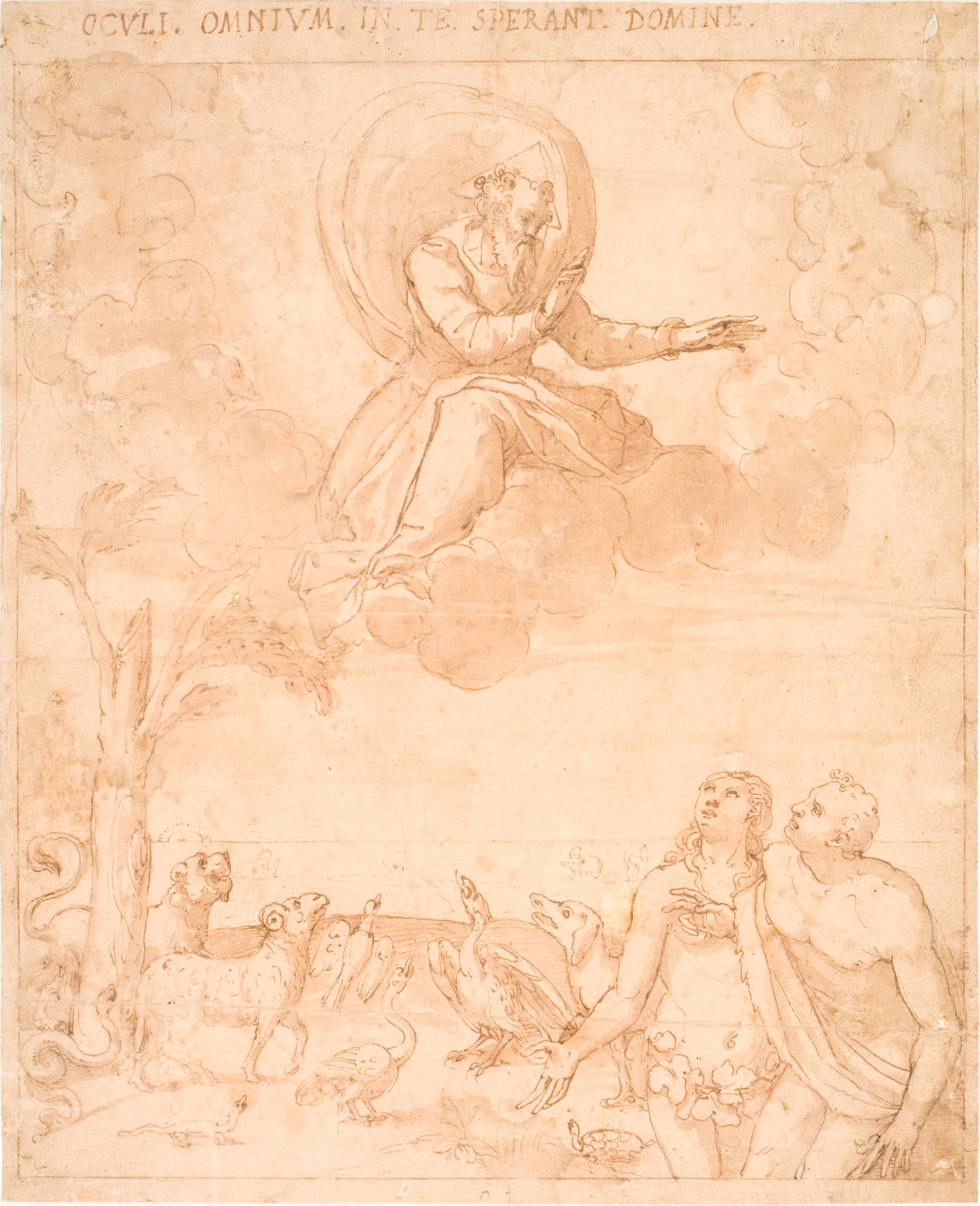 Vorherre udspørger Adam og Eva efter syndefaldet, Джованни Гуэрра, 1544-1618