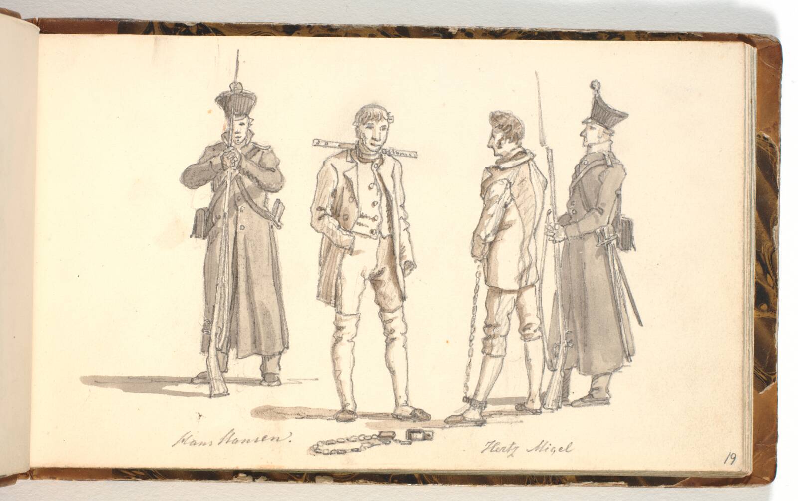 Figurstudier fra Forbedringshuset, Martinus Rørbye, 1832