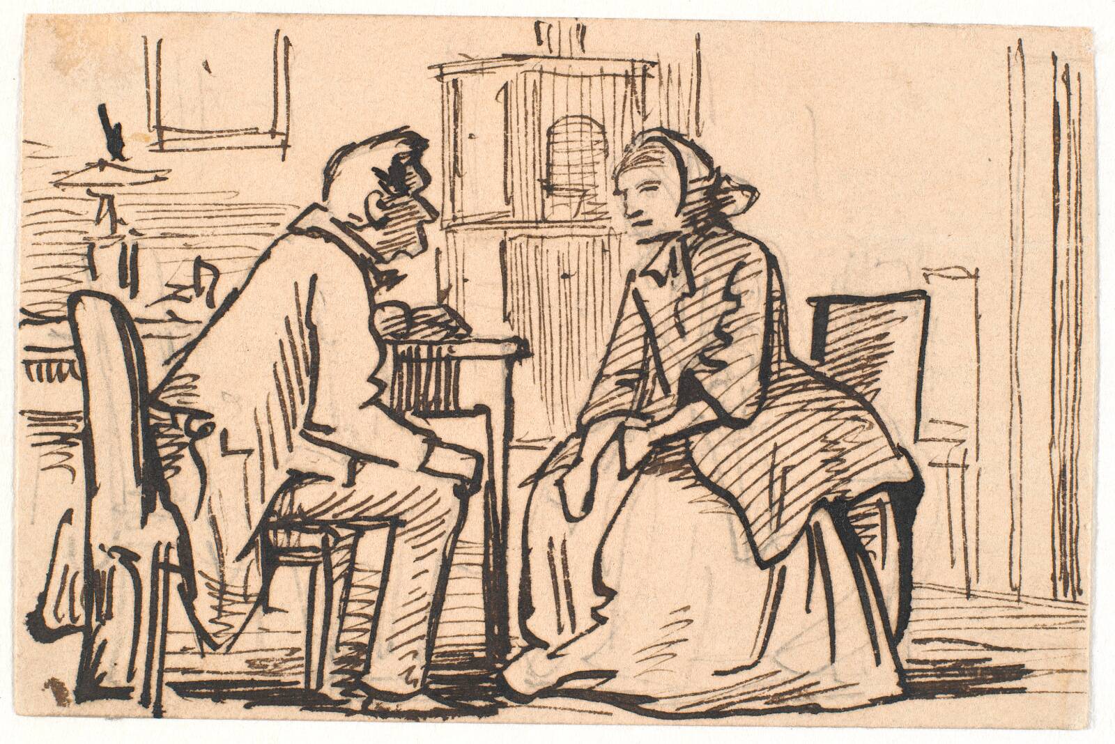 Enkens besøg, Wilhelm Marstrand, 1851