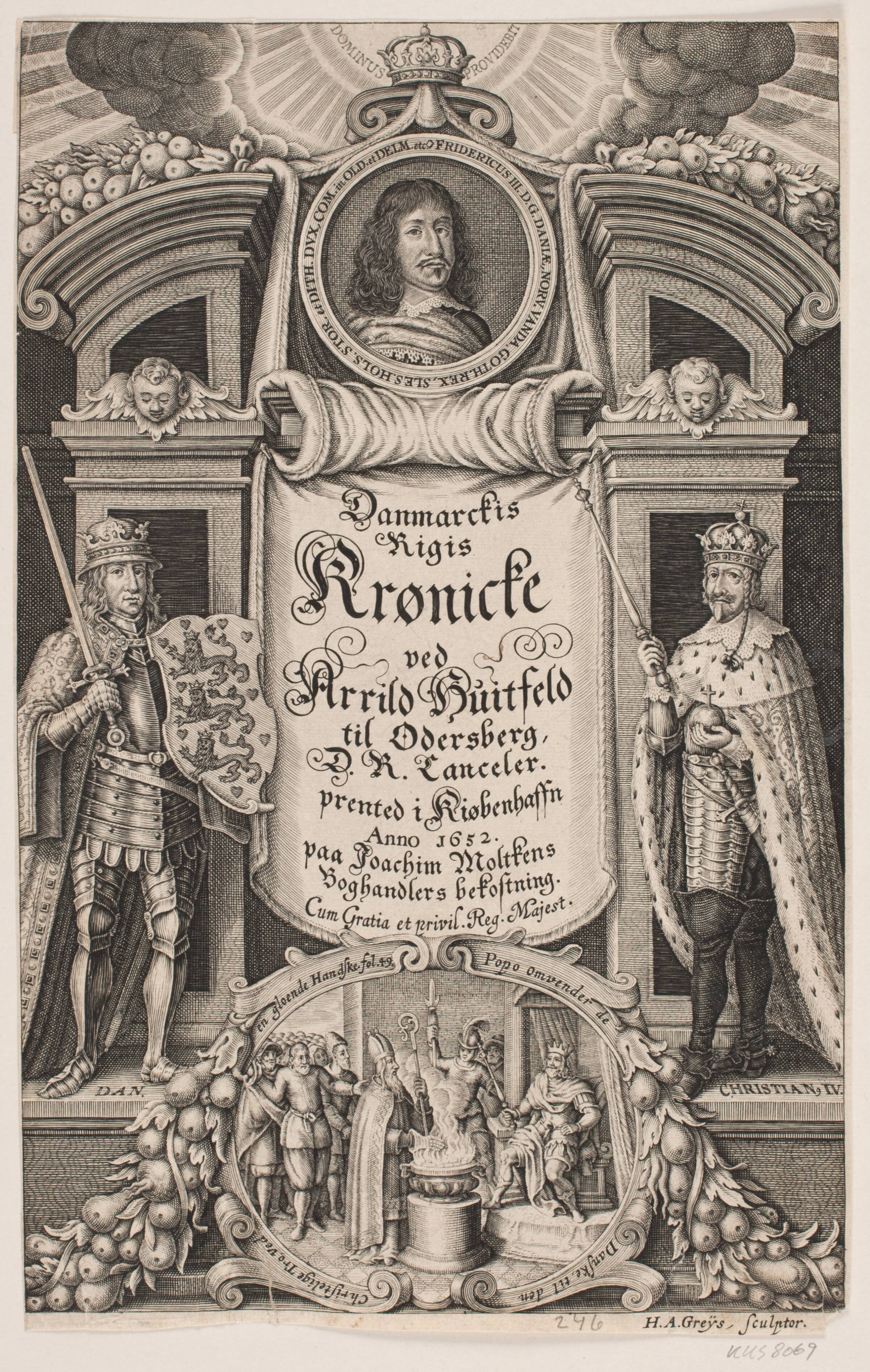 Titelblad til Arild Huitfeldt, "Danmarckis Rigis Krønicke", 1652, Hans Andreas Greys, 1650-1651