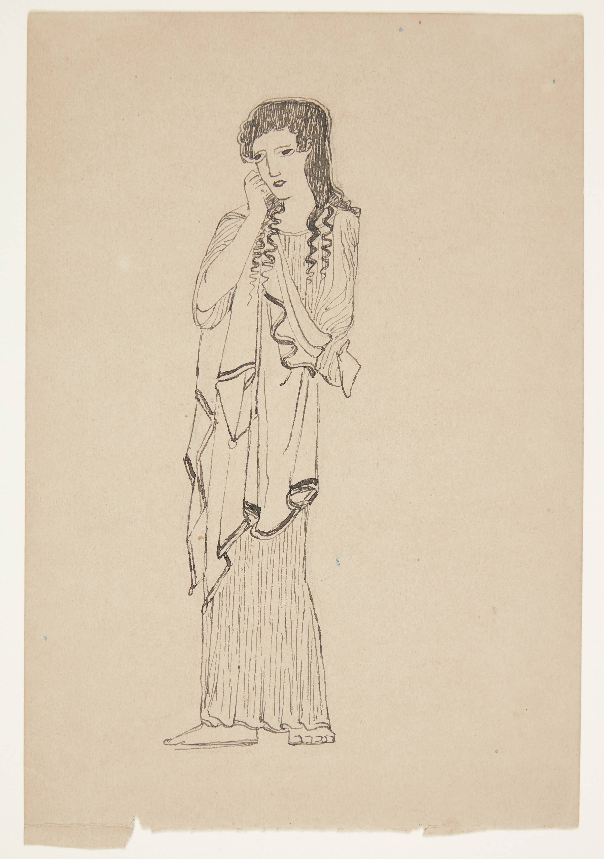 Stående grækerinde. Kopi efter vase maleri, Olivia Holm-Møller, 1907