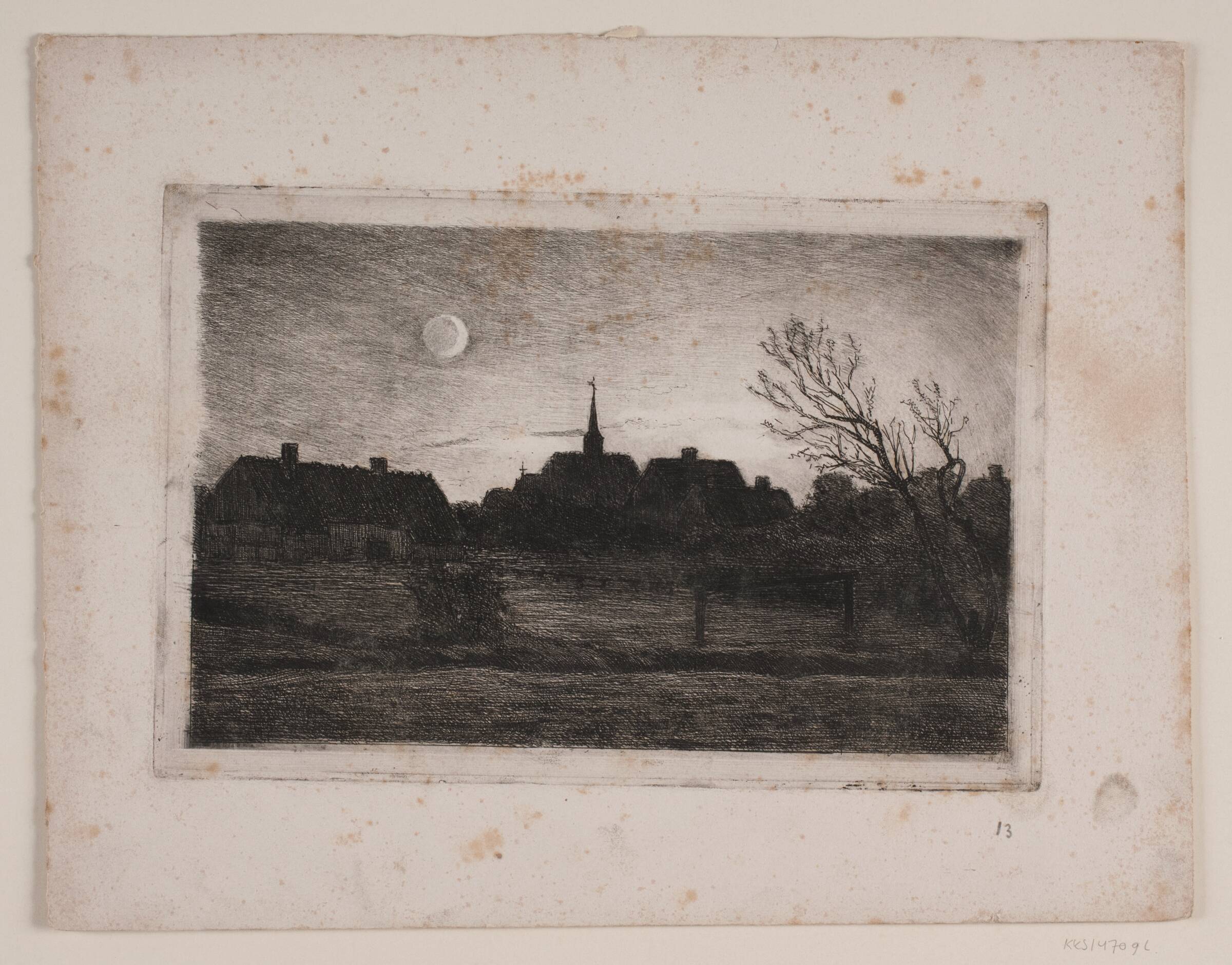 Hornbæk kirke, sommeraften, Carl Locher, 1887