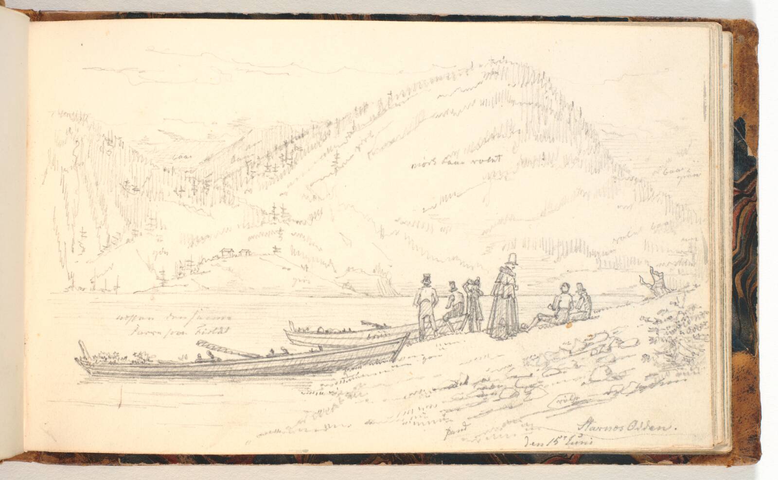 Fjordlandskab med figurer, Martinus Rørbye, 1832