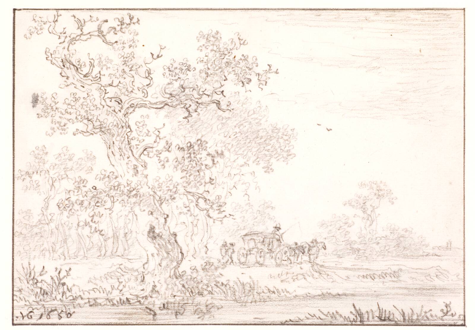 Rejsevogn i udkanten af en skov, by Jan Josefsz van Goyen, 1650