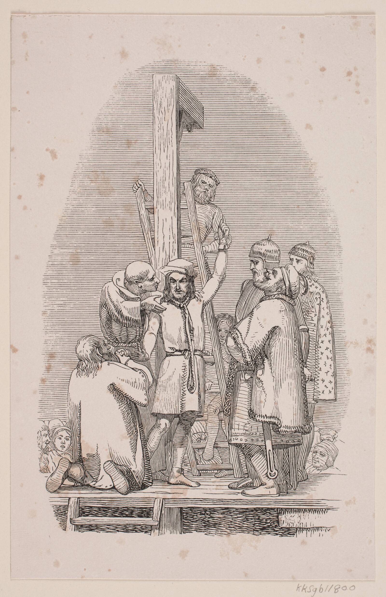 Uglspil ved galgen, Andreas Flinch, 1841