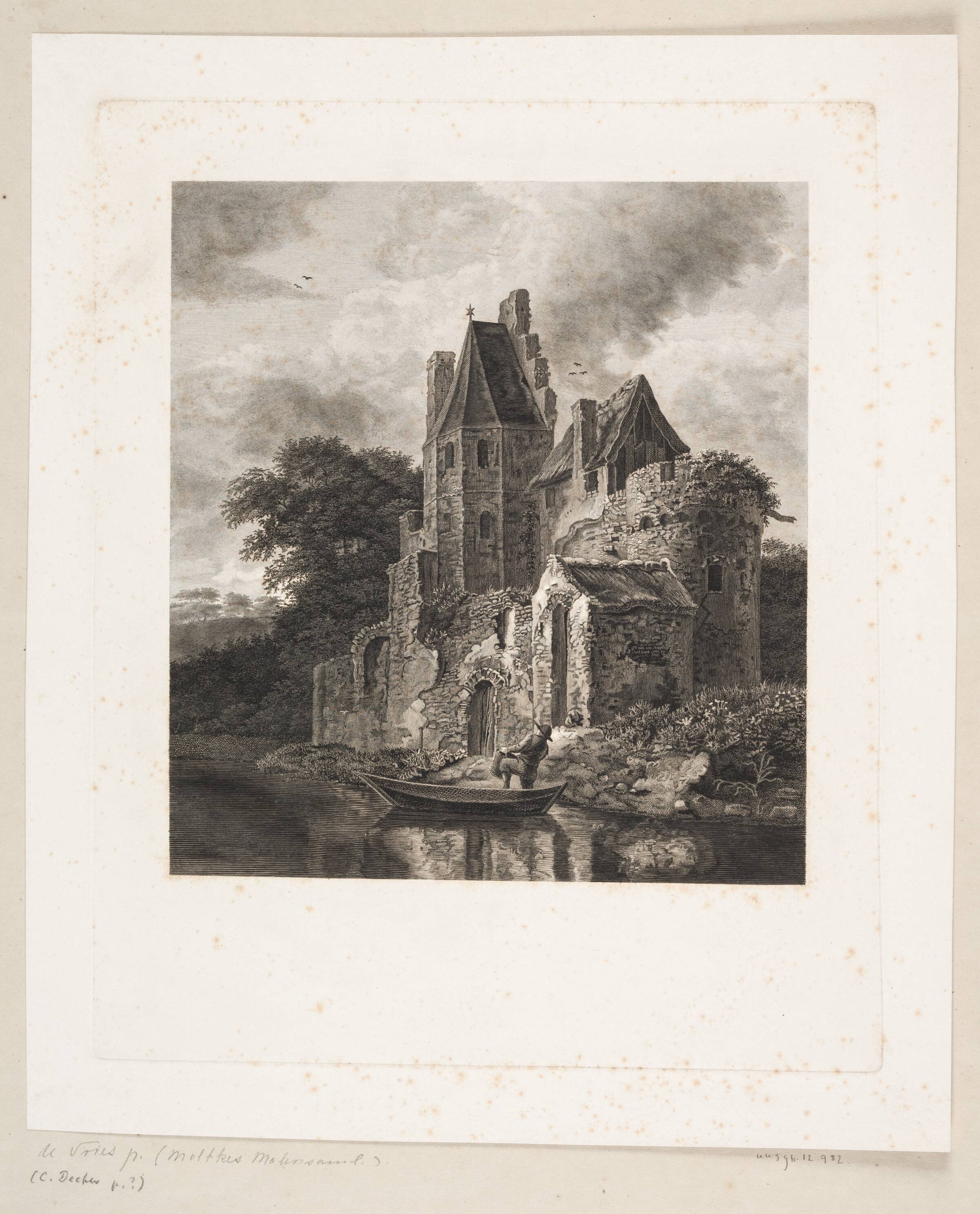 Borgruin ved en flod, Peter Christian Schøler, 1803-1835