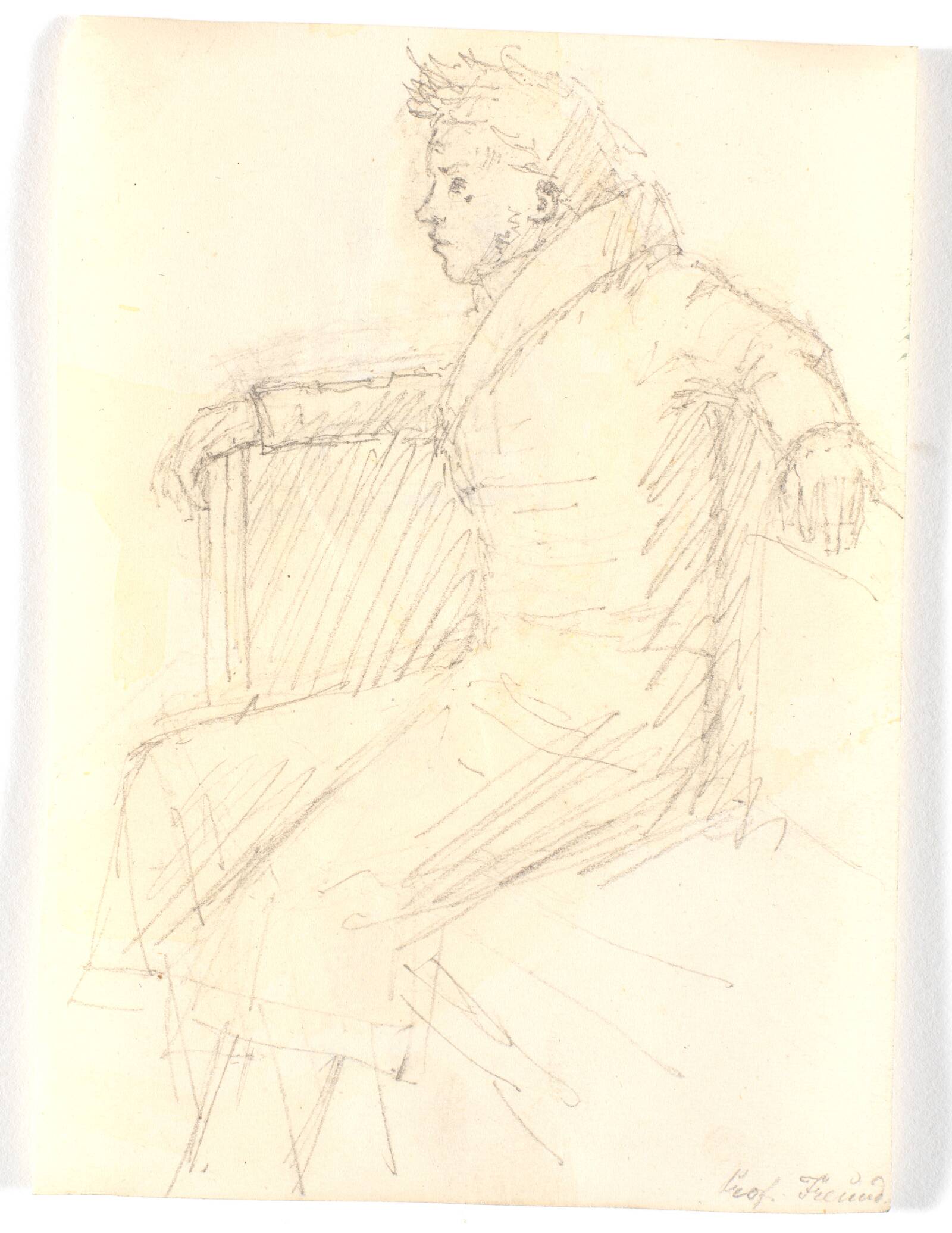H.E. Freund siddende i en sofa, Christen Købke, 1810-1848