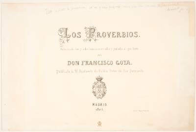 Titelblad til "Los Proverbios" ("Los Disparates").