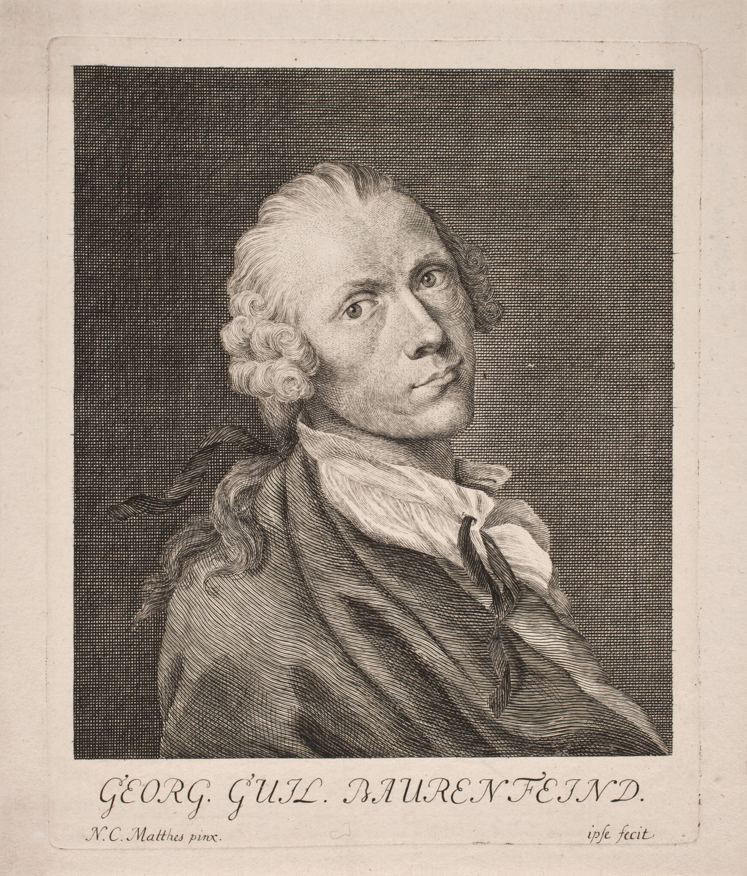 Portræt af G. V. Baurnfeind (selvportræt?), Georg Vilhelm Baurenfeind, 1728-1763