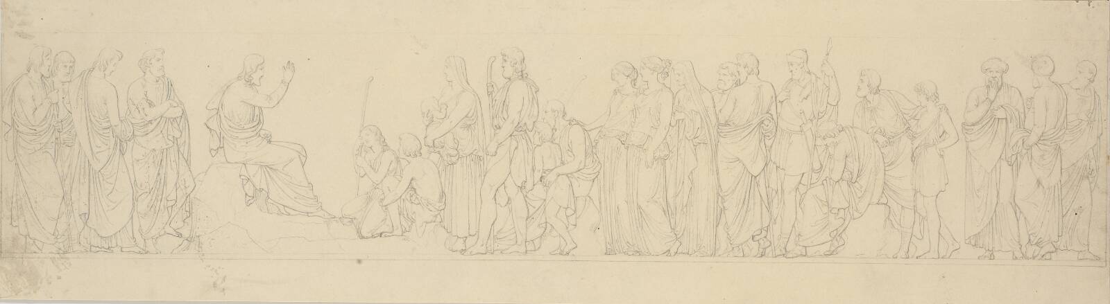 Bjergprædikenen. Frisekomposition med studie til afvigende relief i Slotskirken, by H.W. Bissen, 1828-1831