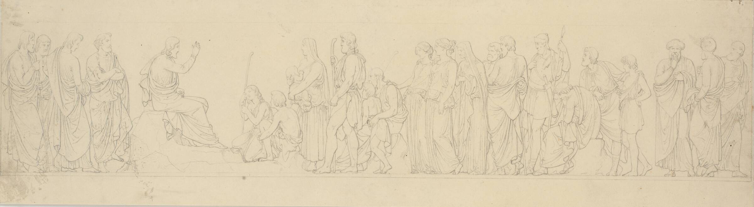 Bjergprædikenen. Frisekomposition med studie til afvigende relief i Slotskirken, Герман Вильгельм Биссен, 1828-1831