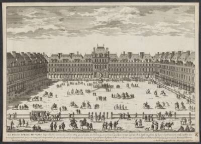 Prospekt af Place de Royale (Place des Vosges) i Paris (La Place de Royale de Paris...)