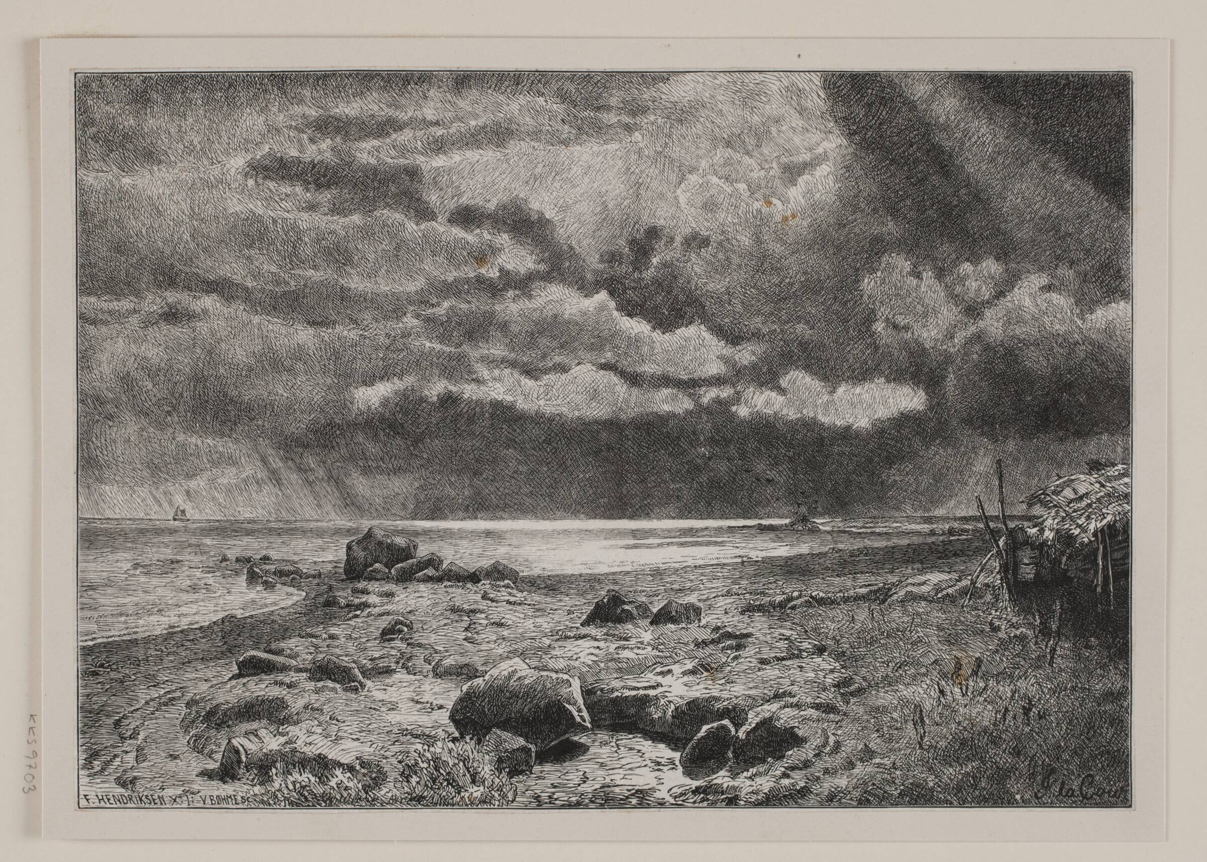 På den flade strand. Dansk landskab i bygevejr (Mols), Waldemar Bøhme, 1877-1883