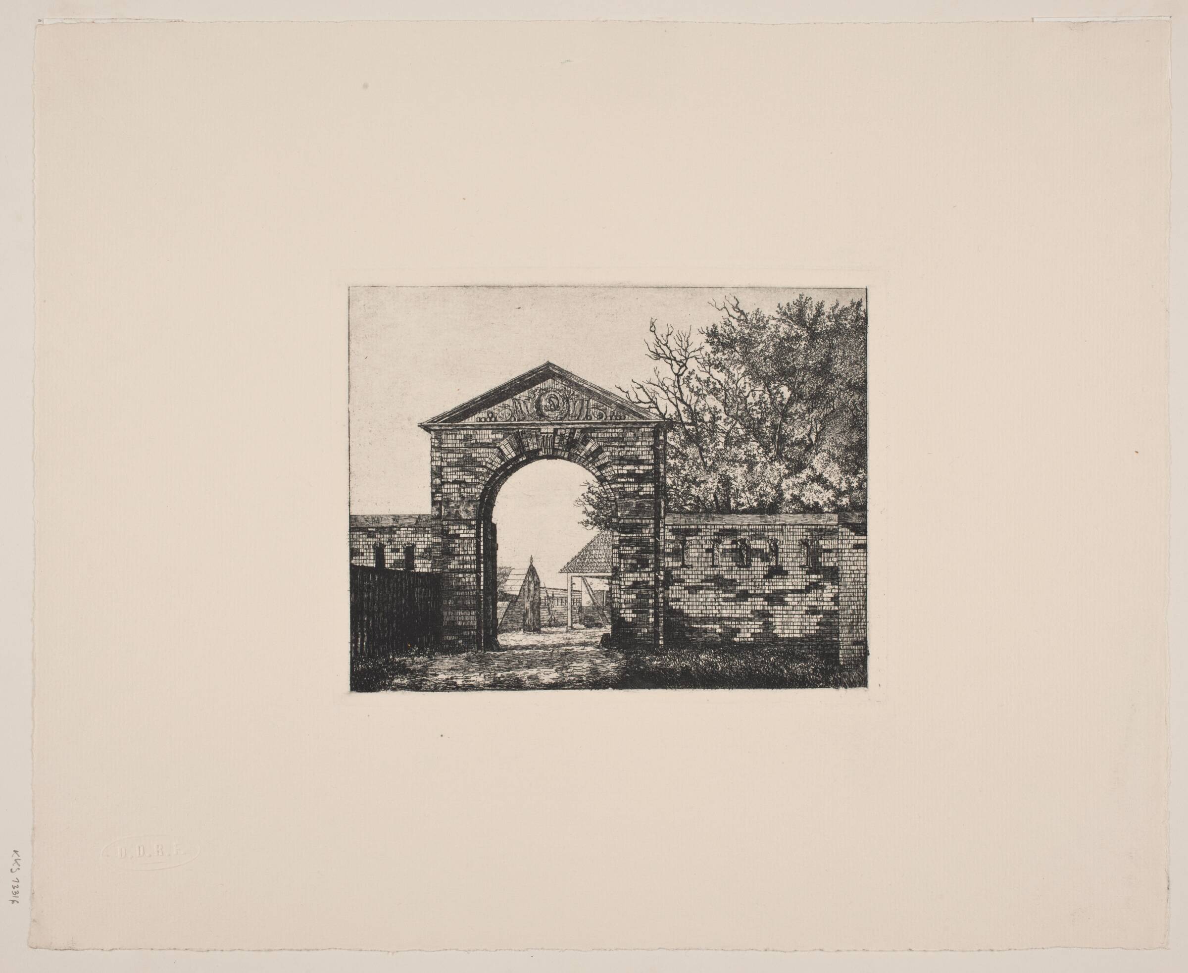 Fæstningsporten ved Rysensten, Thorald Læssøe, 1835
