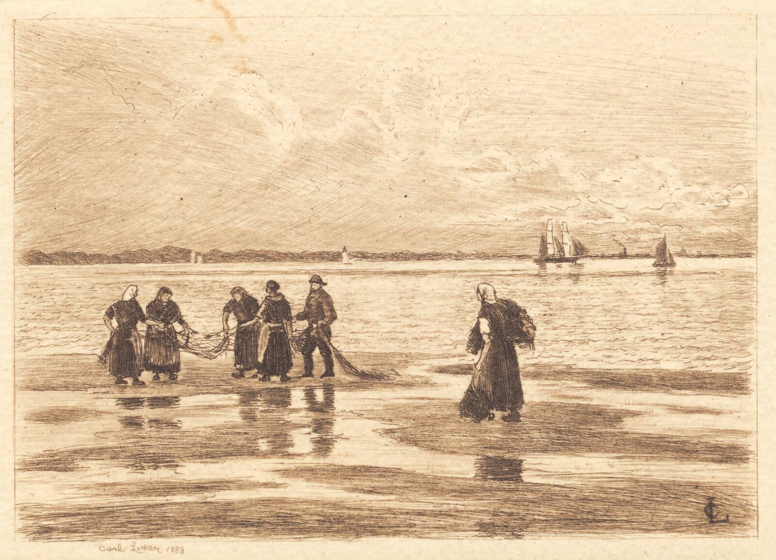 Koner reder garn, Carl Locher, 1888