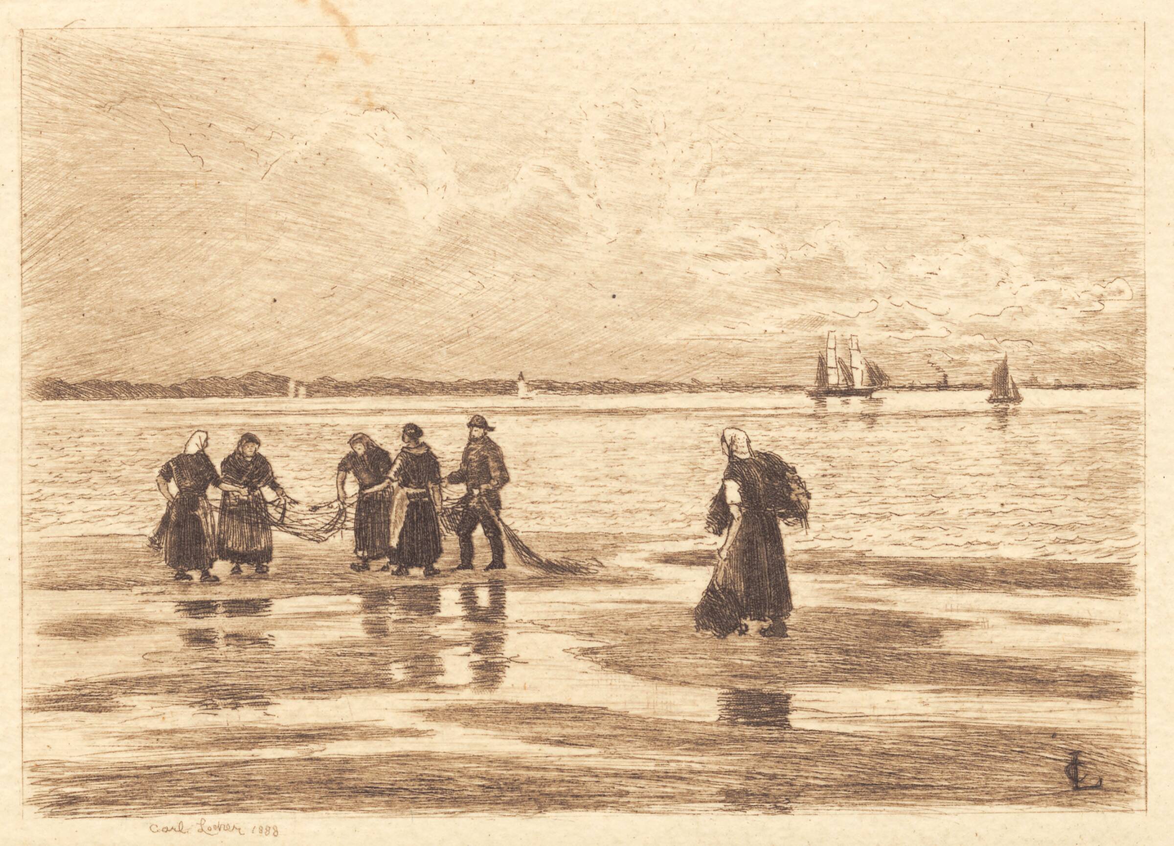 Koner reder garn, Carl Locher, 1888