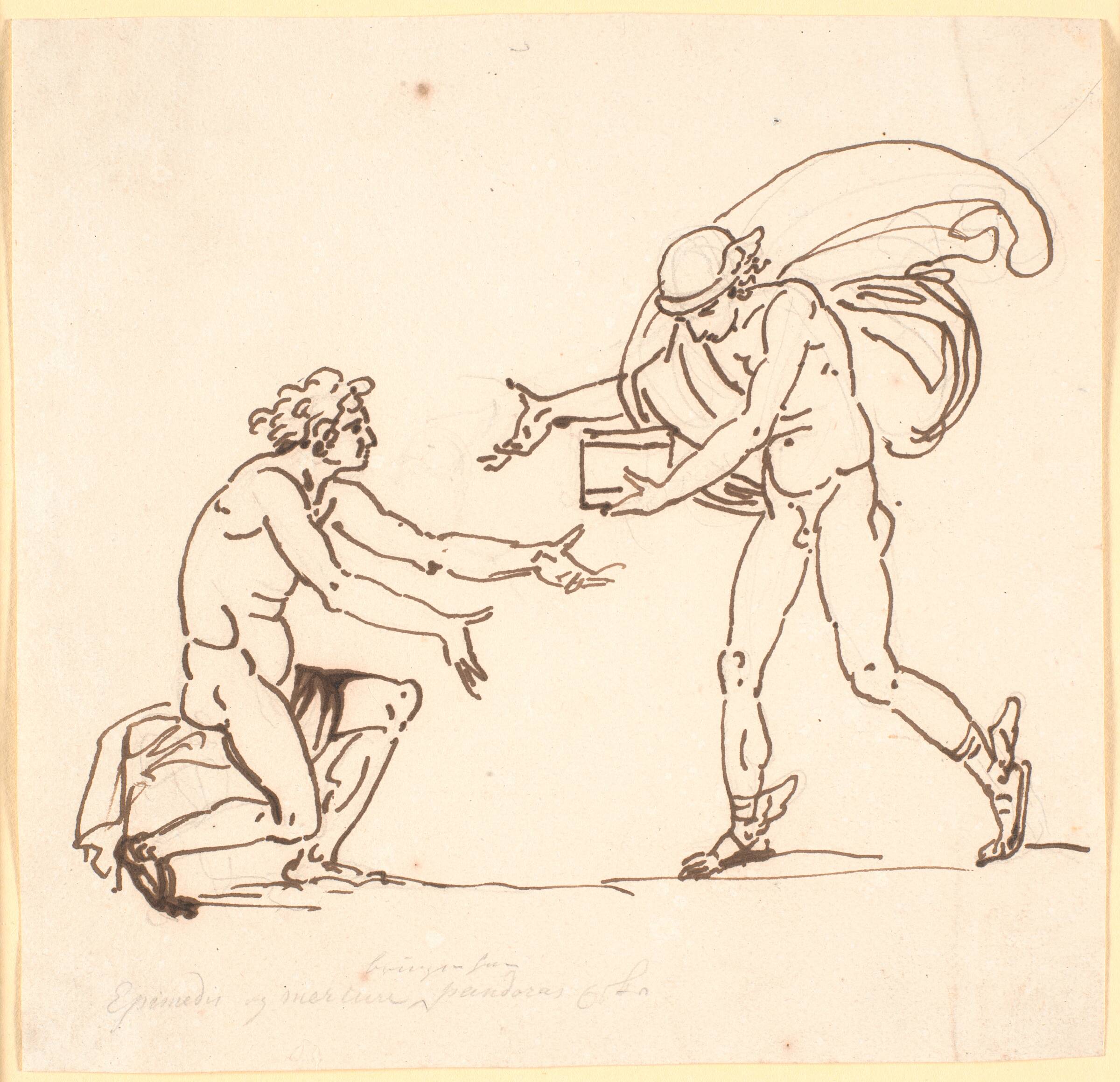 Merkur bringer Epimedes Pandoras æske, Nicolai Abildgaard, 1743-1809