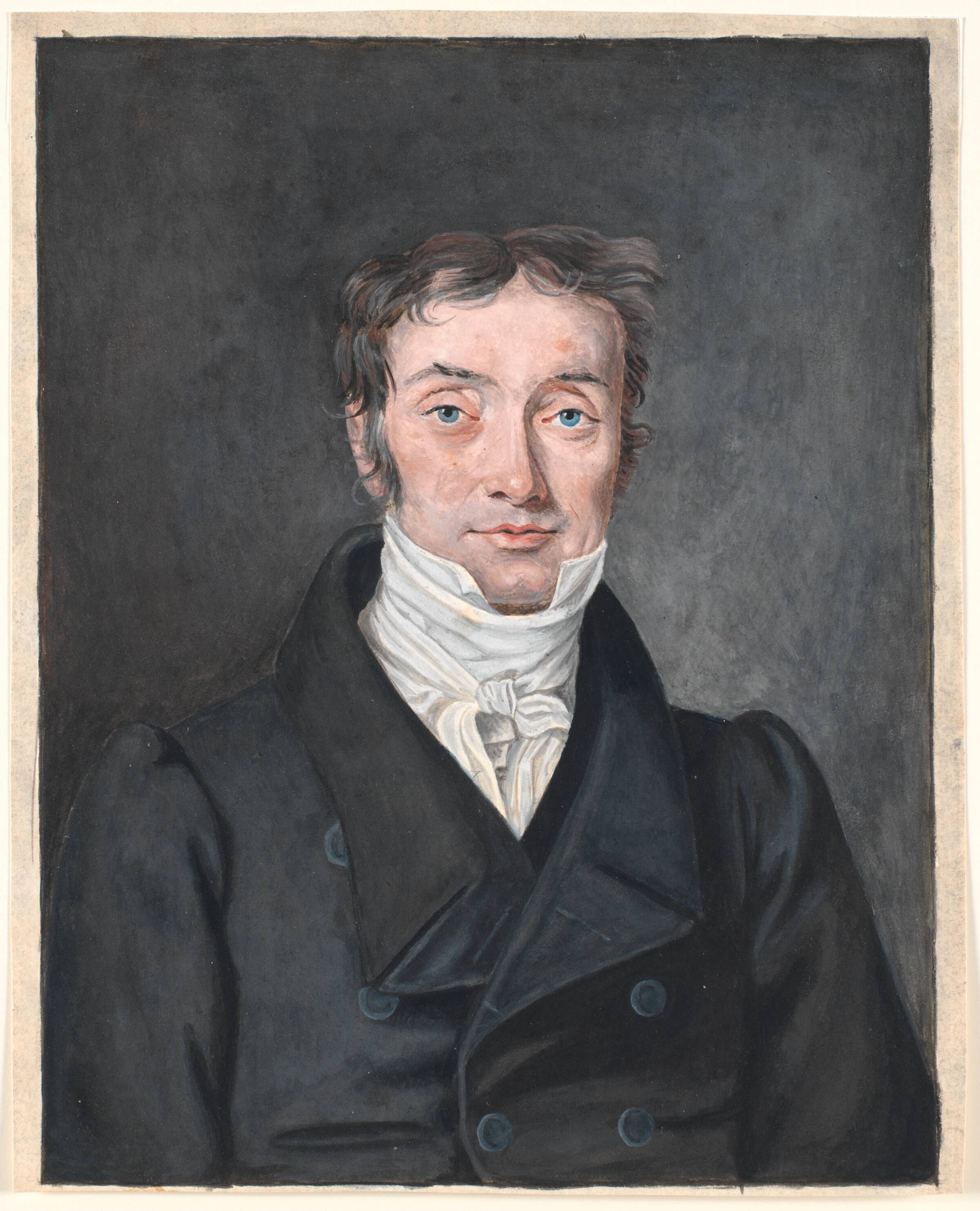 Portræt af skolelærer Hans Jensen Visby (1777-1870), fra Aagerup, Ramløse sogn., P.C. Skovgaard, 1841-1844