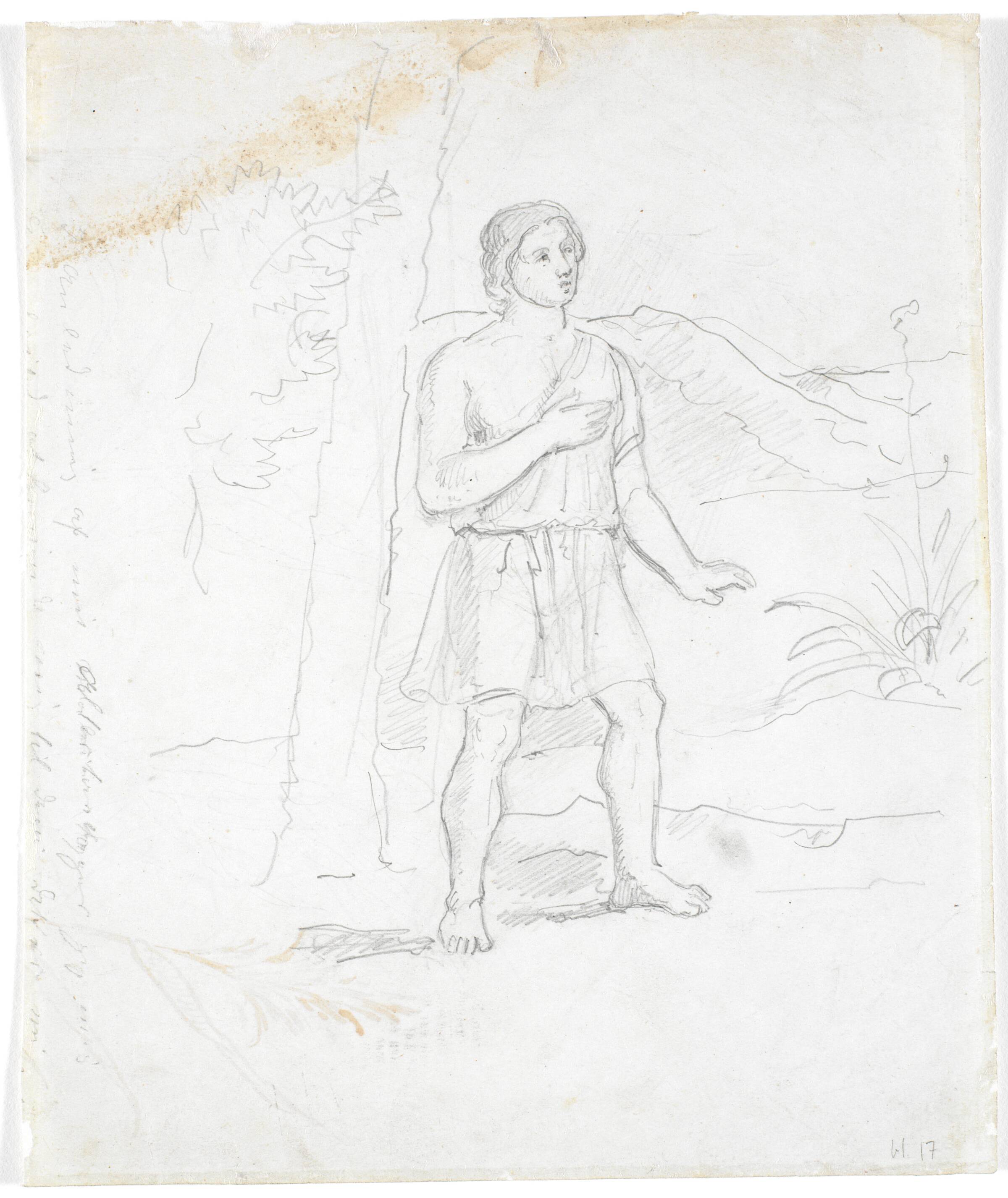 Ung mand i kjortel i bjerglandskab, Dankvart Dreyer, 1831-1852