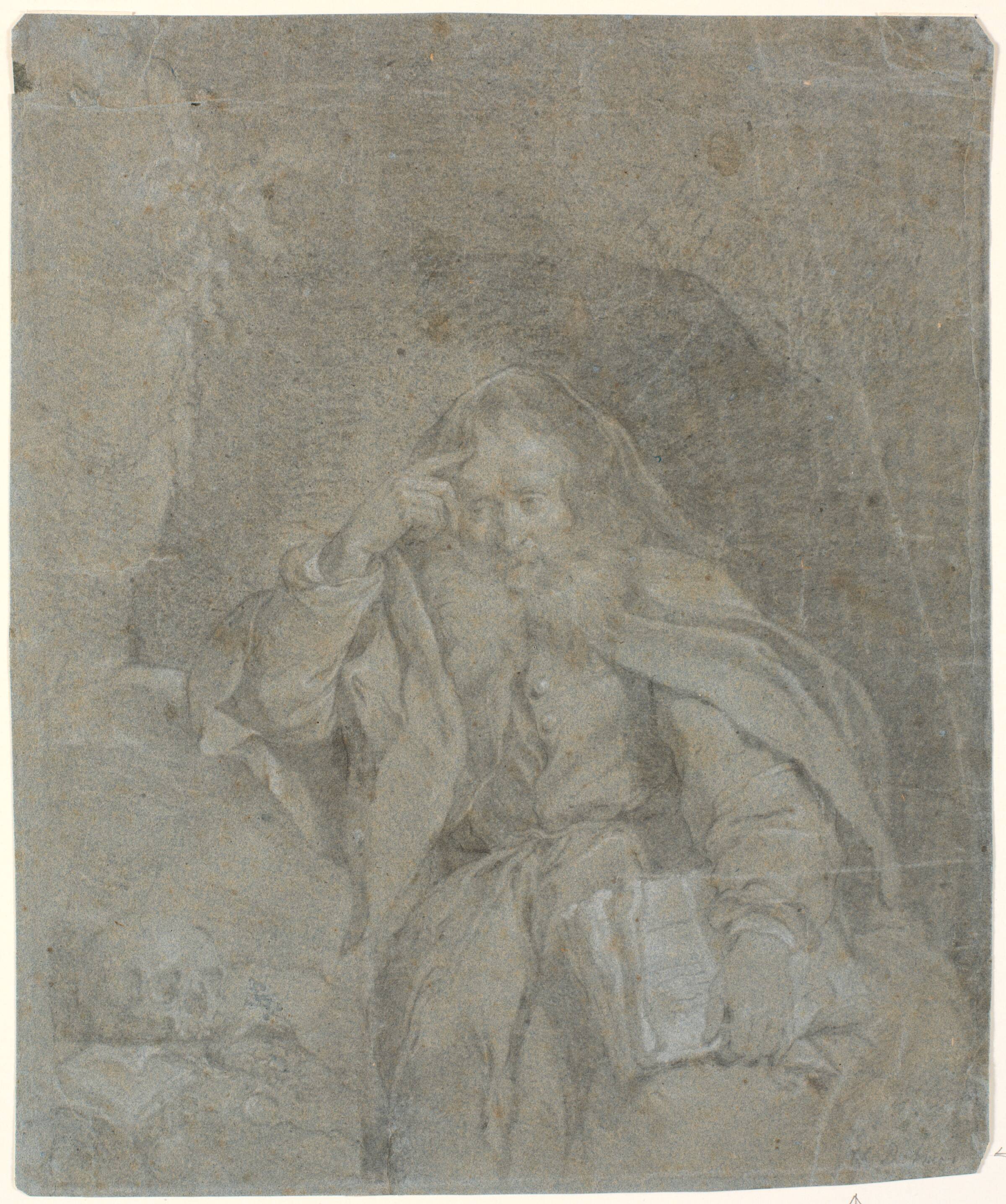Den hellige Hieronymus mediterende i sin hule, Heinrich Dittmers, 1625-1677