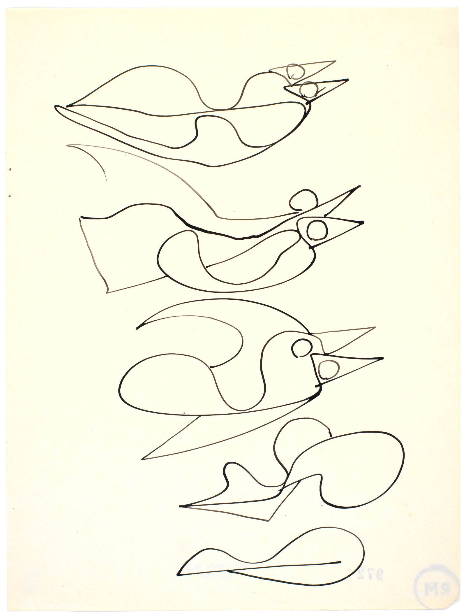 Tre fuglefigurationer, Richard Mortensen, 1937-1939