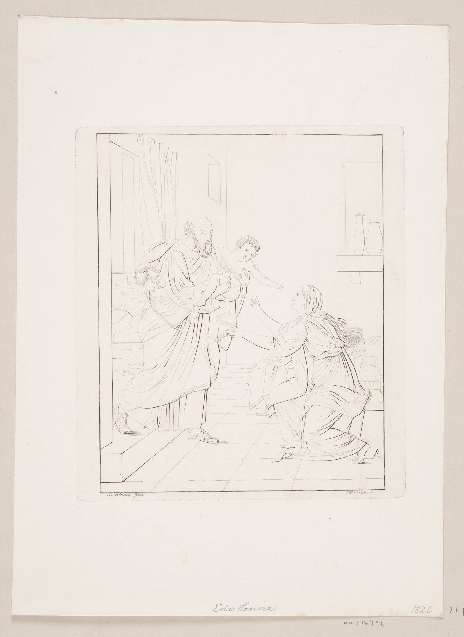 Elias opvækker Enkens søn, Edvard Sonne, 1827