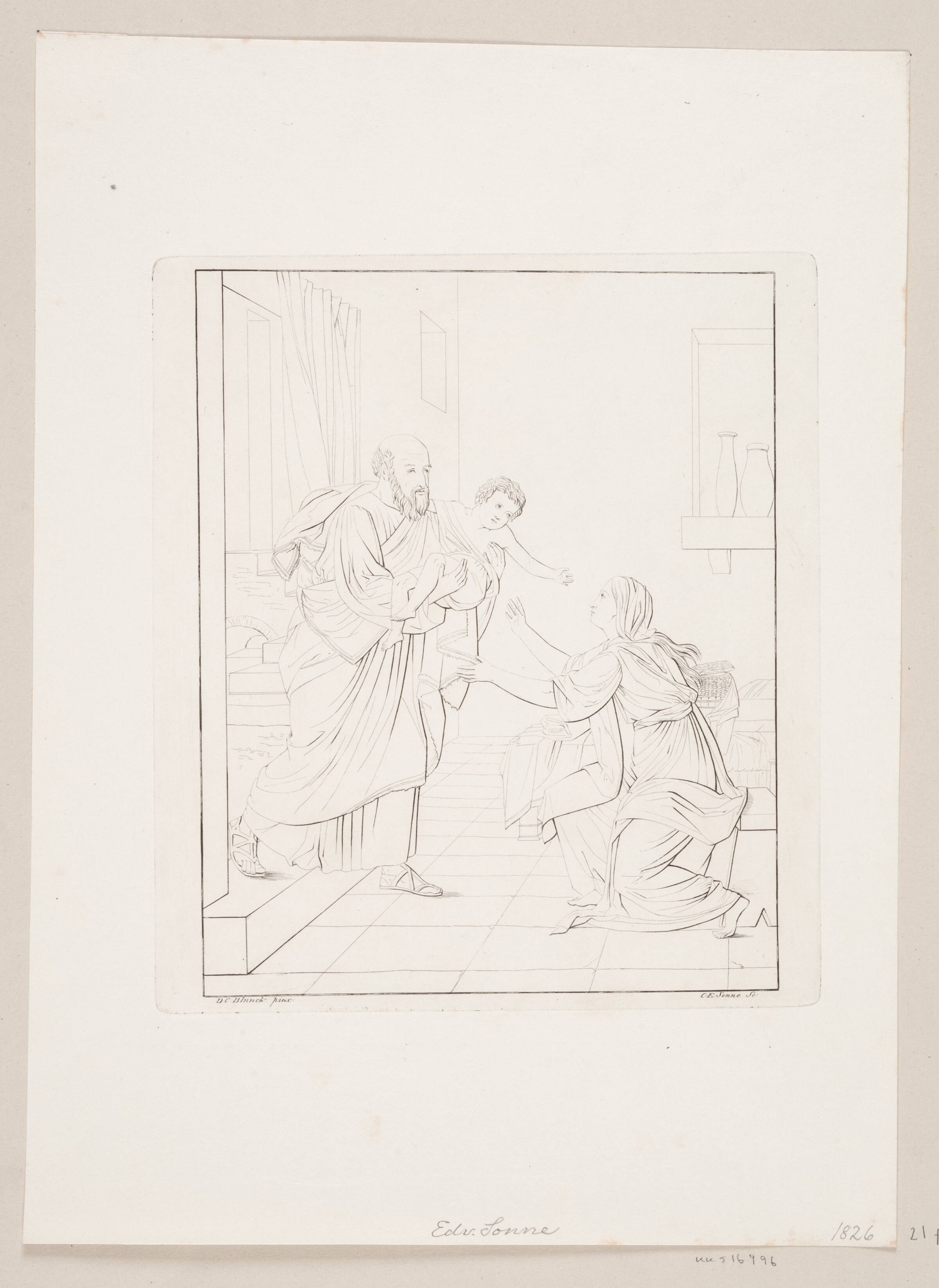 Elias opvækker Enkens søn, Edvard Sonne, 1827