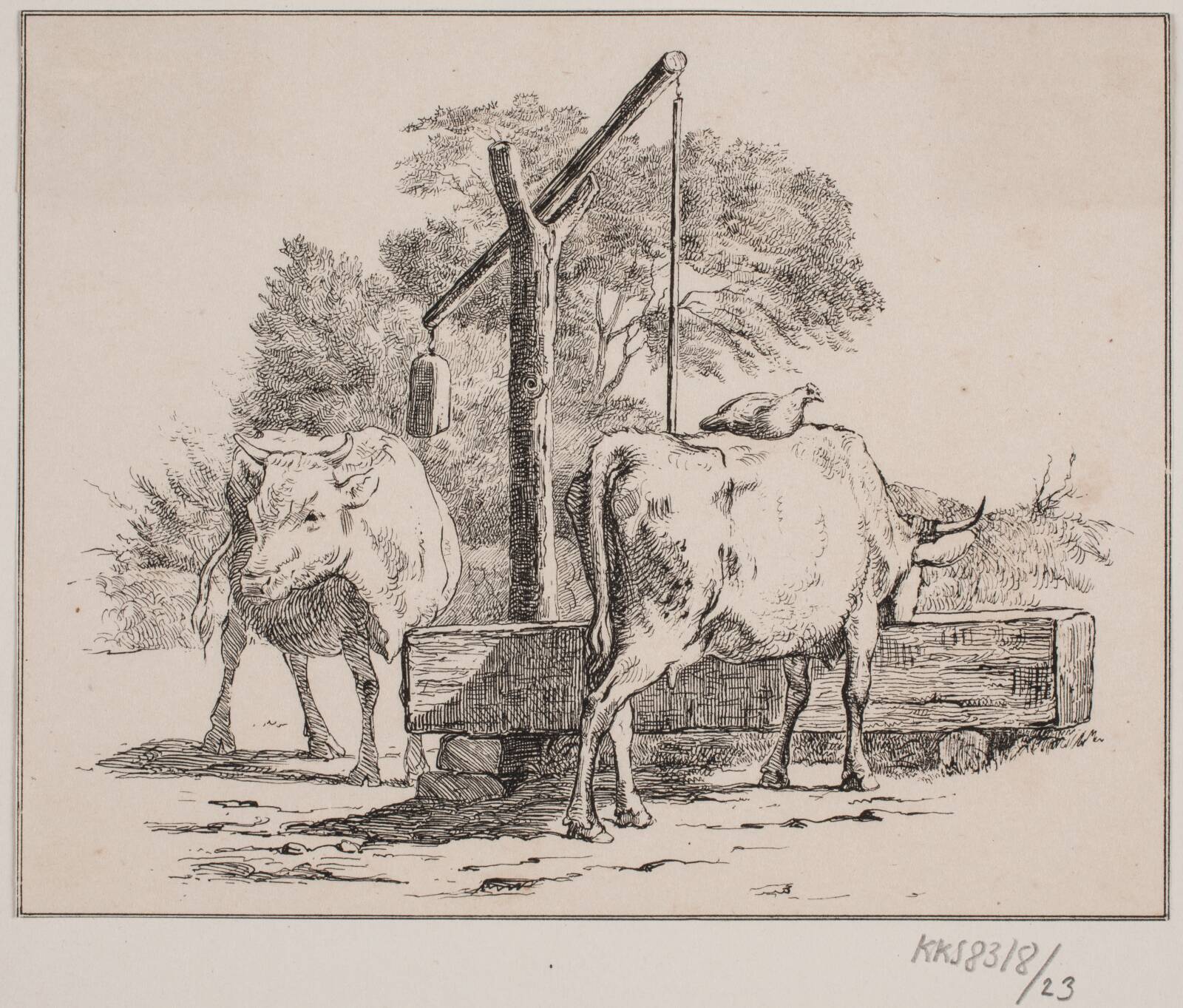 Hønen og koen, Adolph Kittendorff, 1845