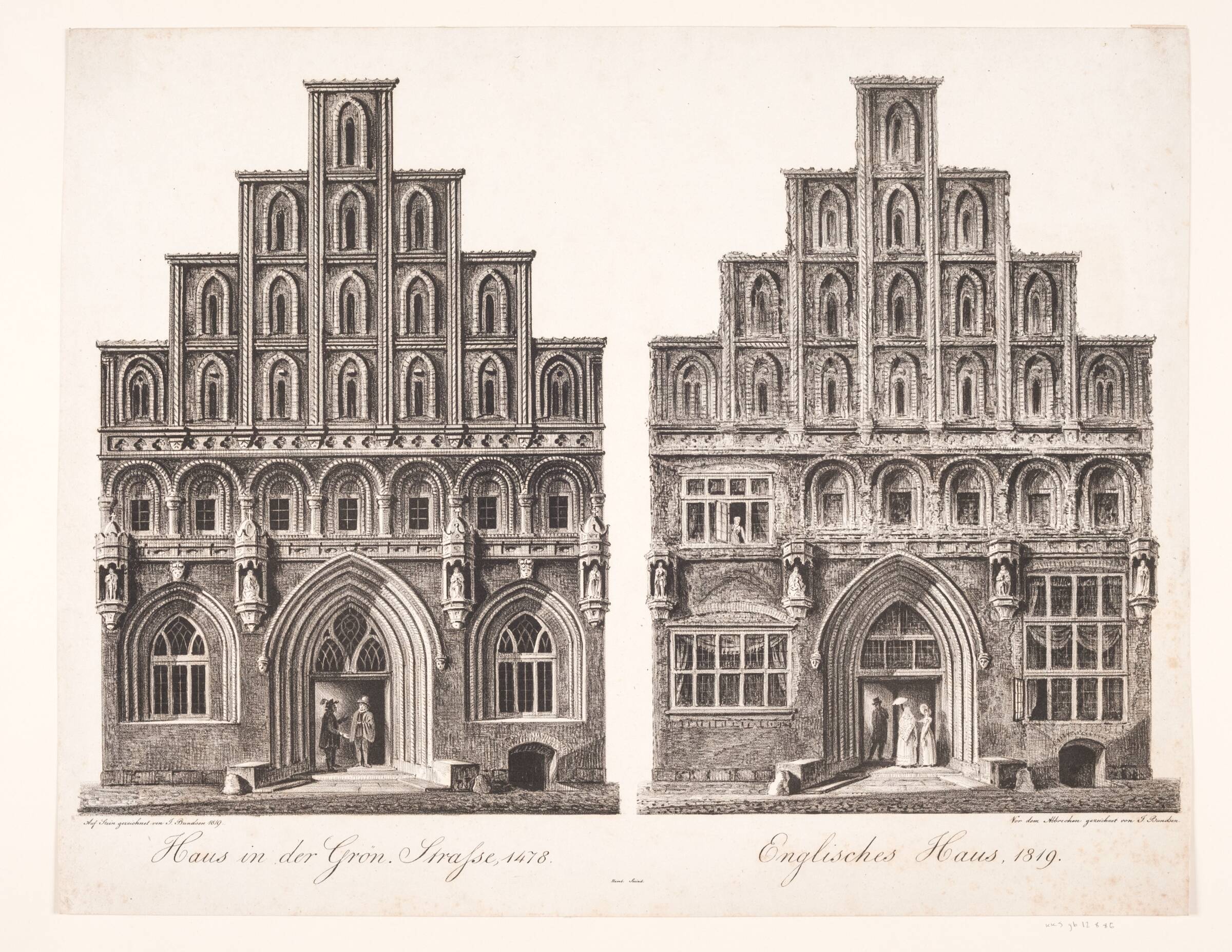 Haus in der Grön. Strasse, 1478. Englisches Haus, 1819, Jes Bundsen, 1819
