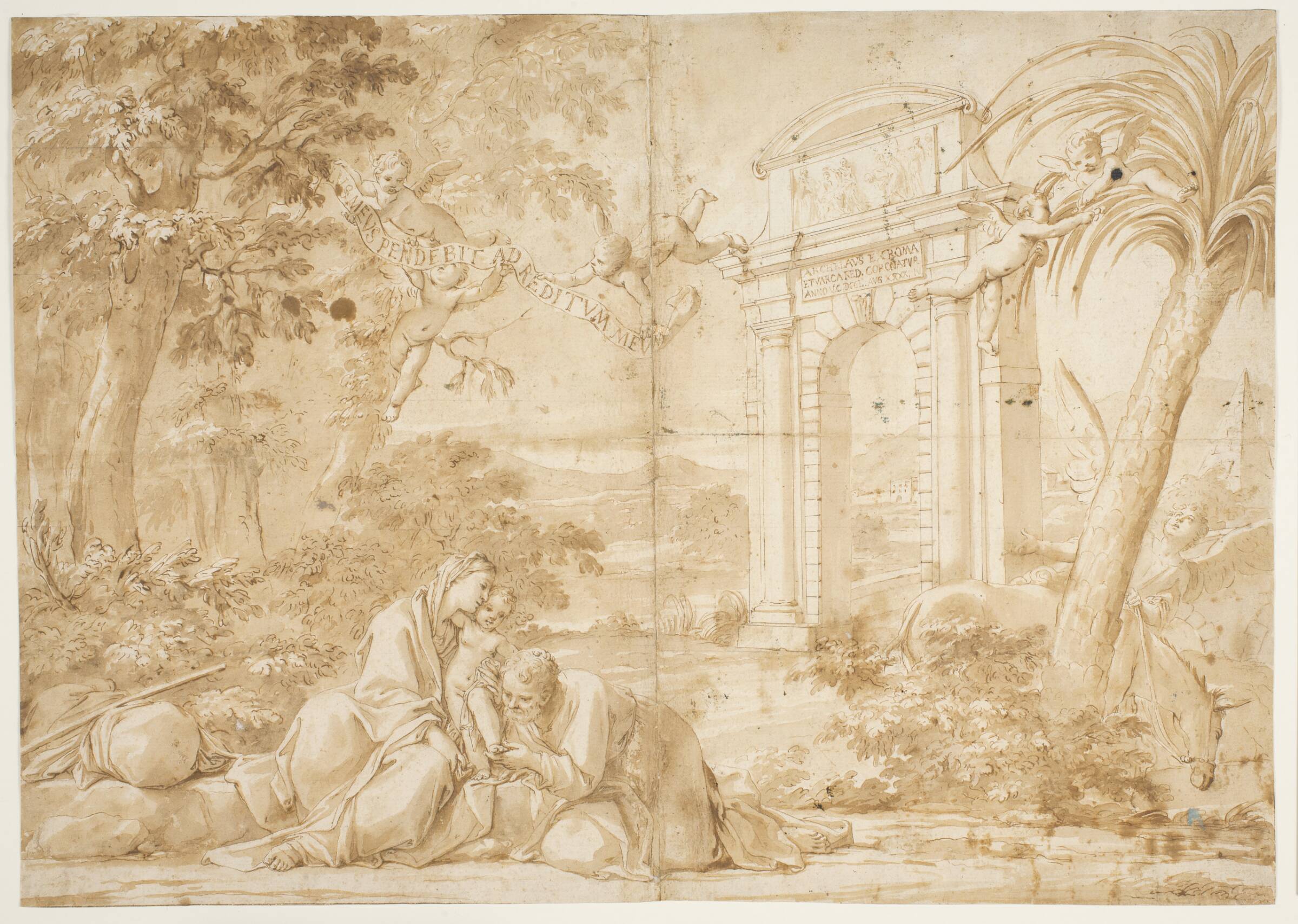 Hvile på flugten til Egypten, Marco Antonio Franceschini, 1648-1729