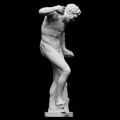 Satyr med fod-pauke og bækkener. Medici Faunen. Fra gruppen Opfordring til dans