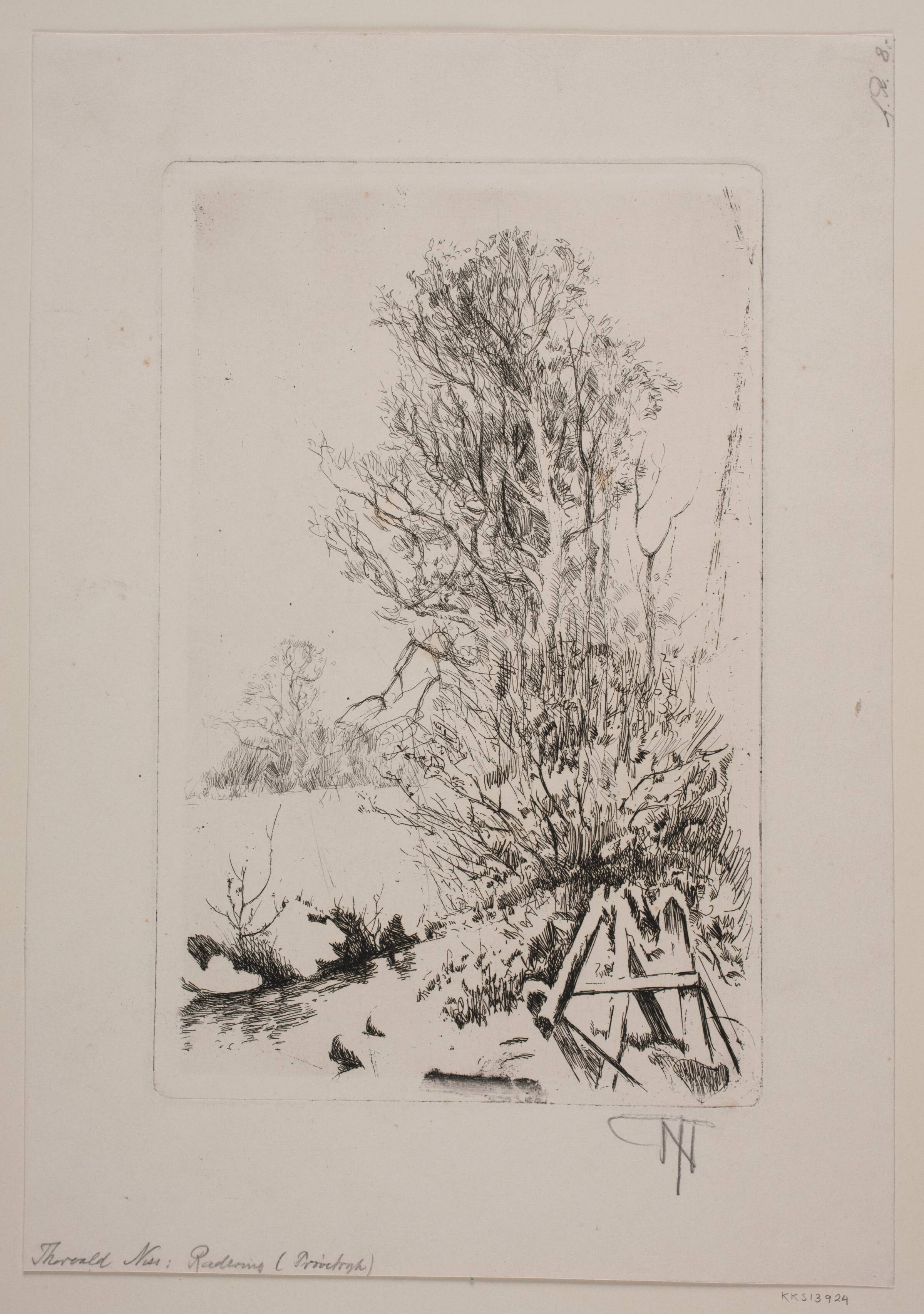Træer ved en bæk, Thorvald Niss, 1842-1905