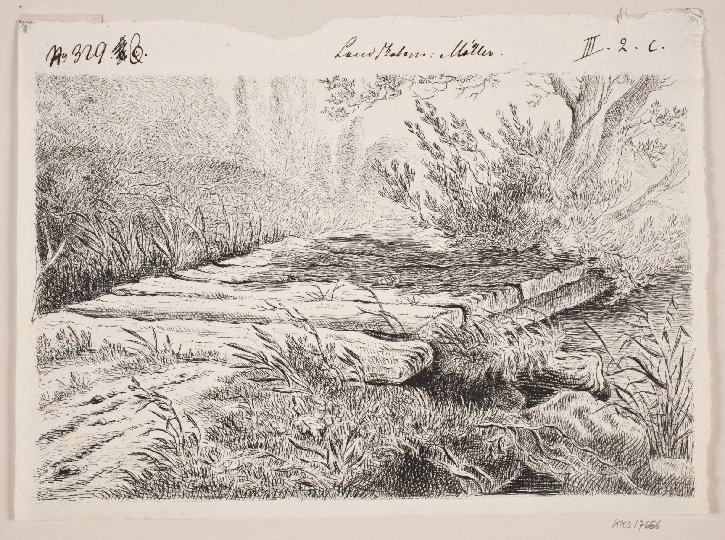 Bjælkebro over et vand, J.P. Møller, 1783-1854