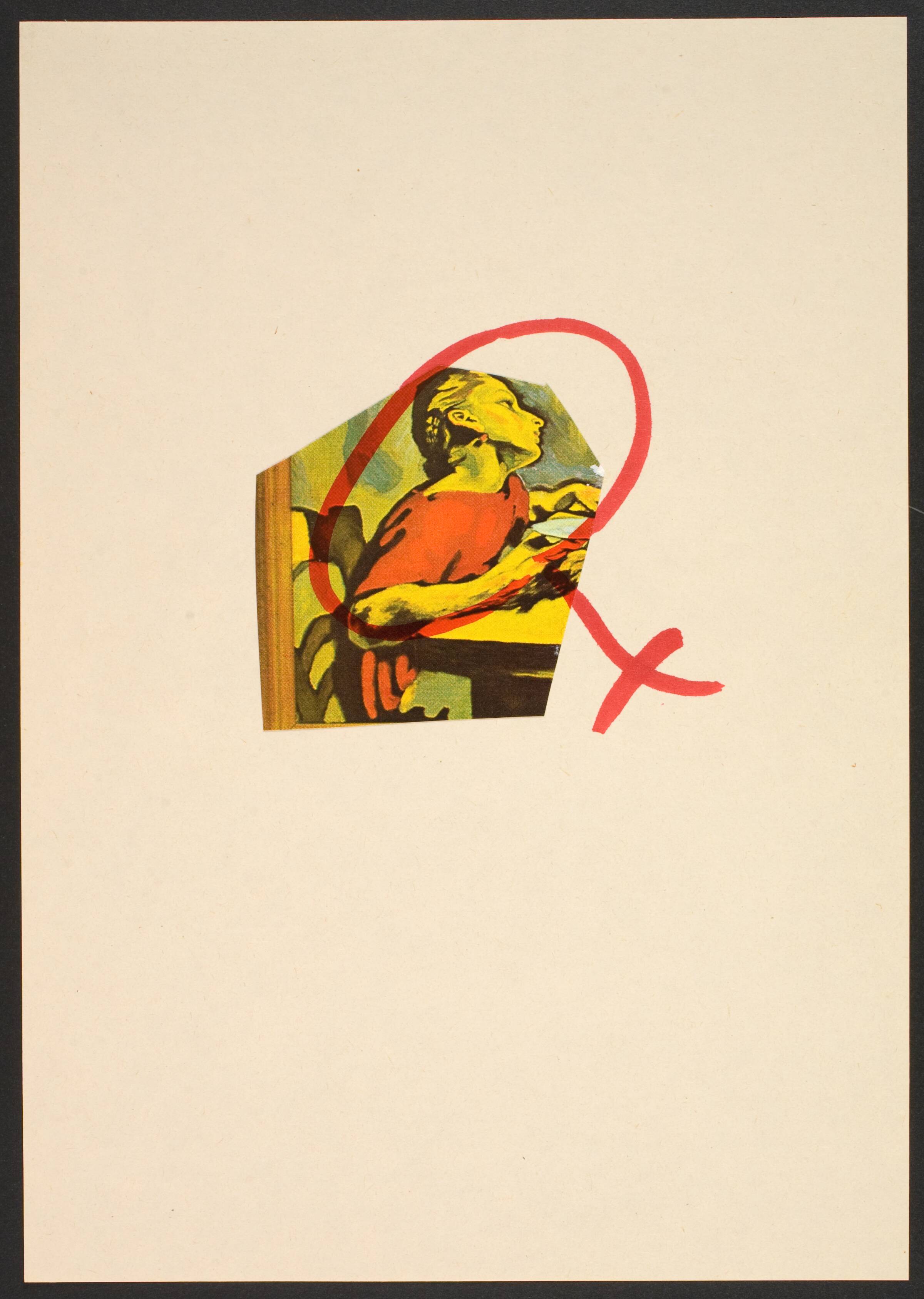 Udklip på papir med kvindetegnet, Lene Adler Petersen, 1974