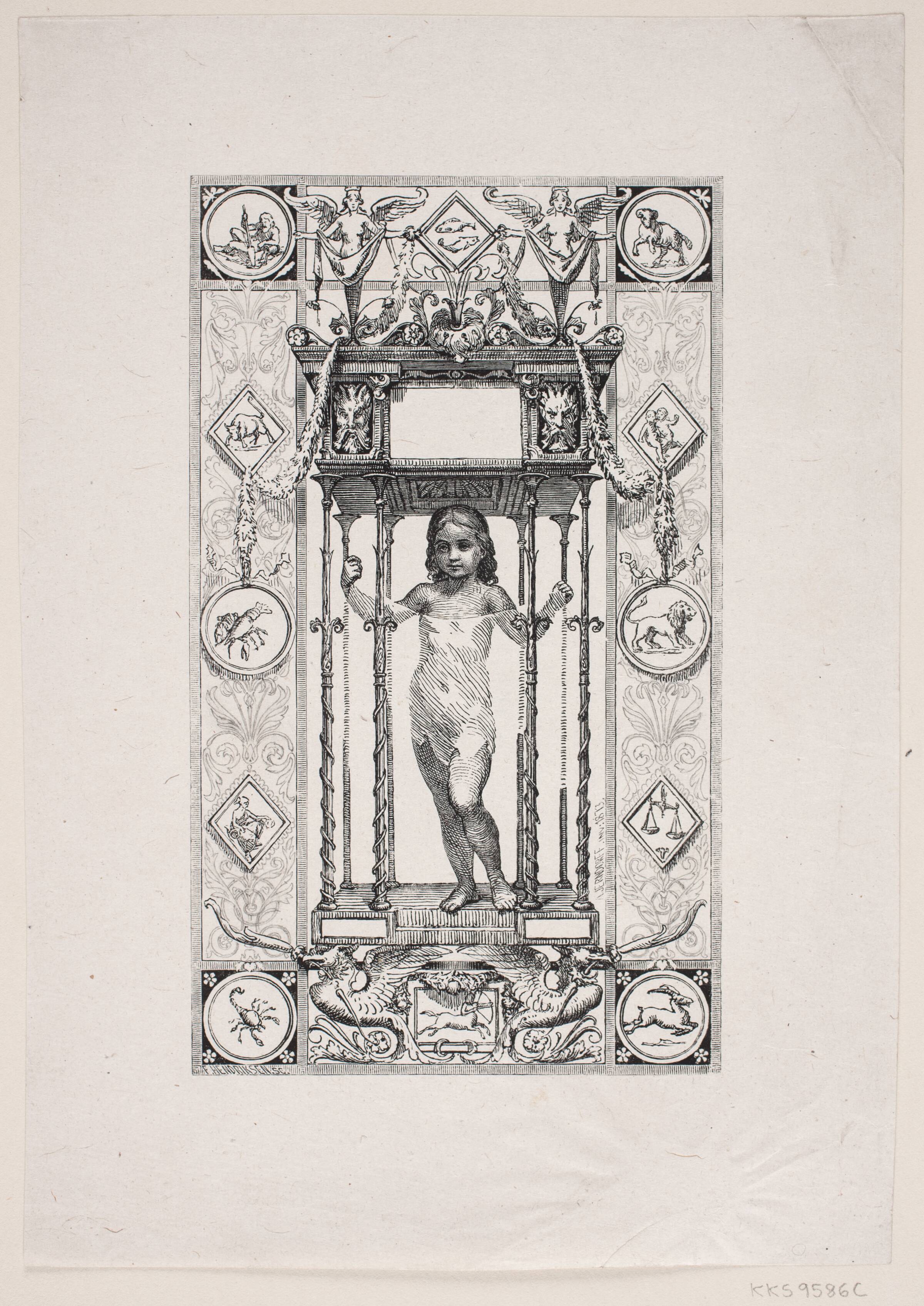 Omslagets forside til "Flinchs Almanak", F. Hendriksen, 1847-1875