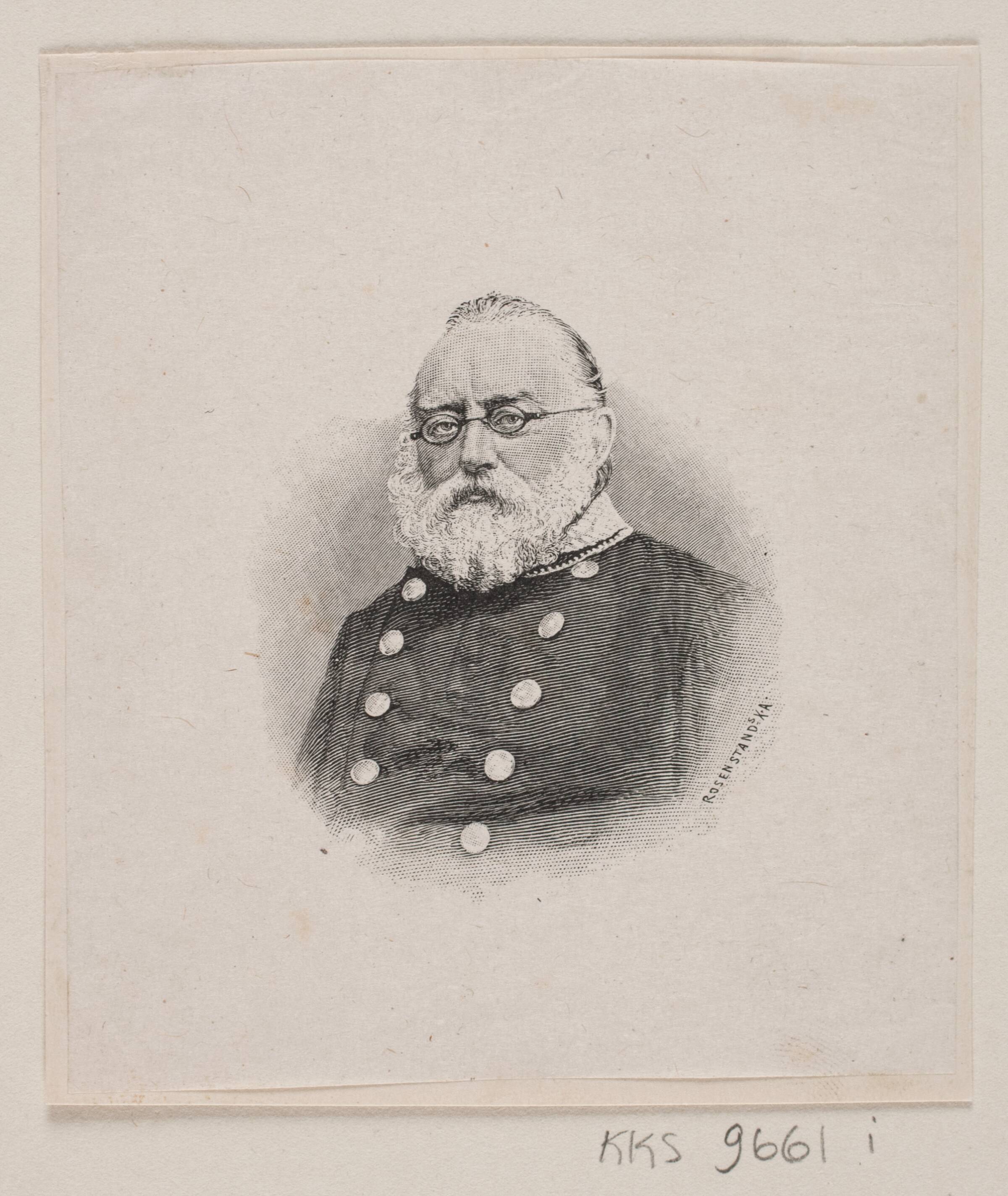 Ældre gråskægget, uniformeret mand: Jernbanedirektør Gustav Skram, Herman Rudolf Müller, 1856-1935