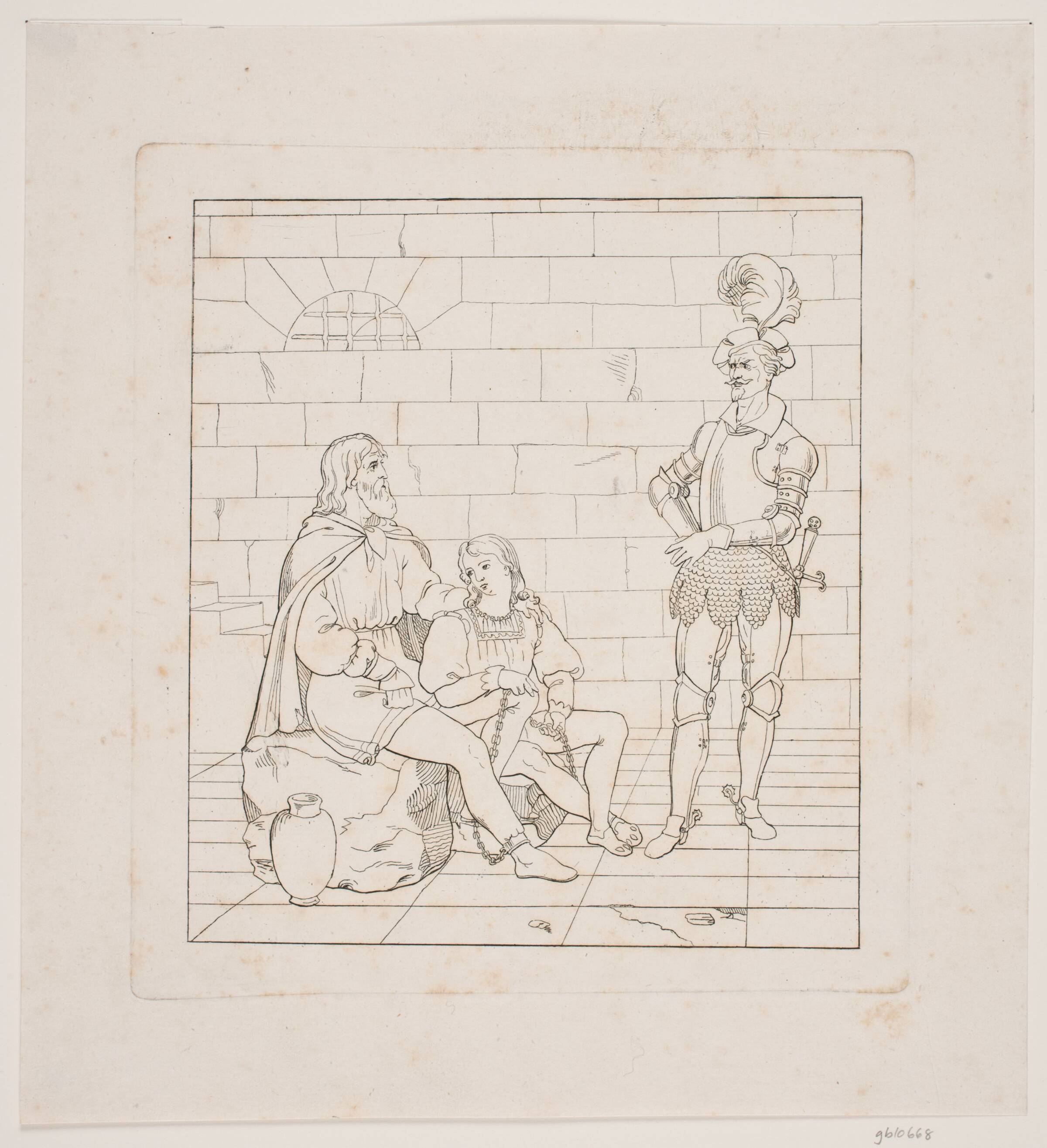 Valdemar Sejr og hans sønner i fængslet, Adam Müller, 1831