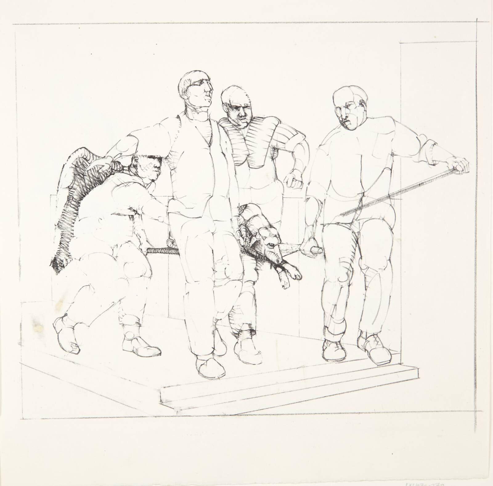 Fire mænd bærer en hund, Sys Hindsbo, 1975