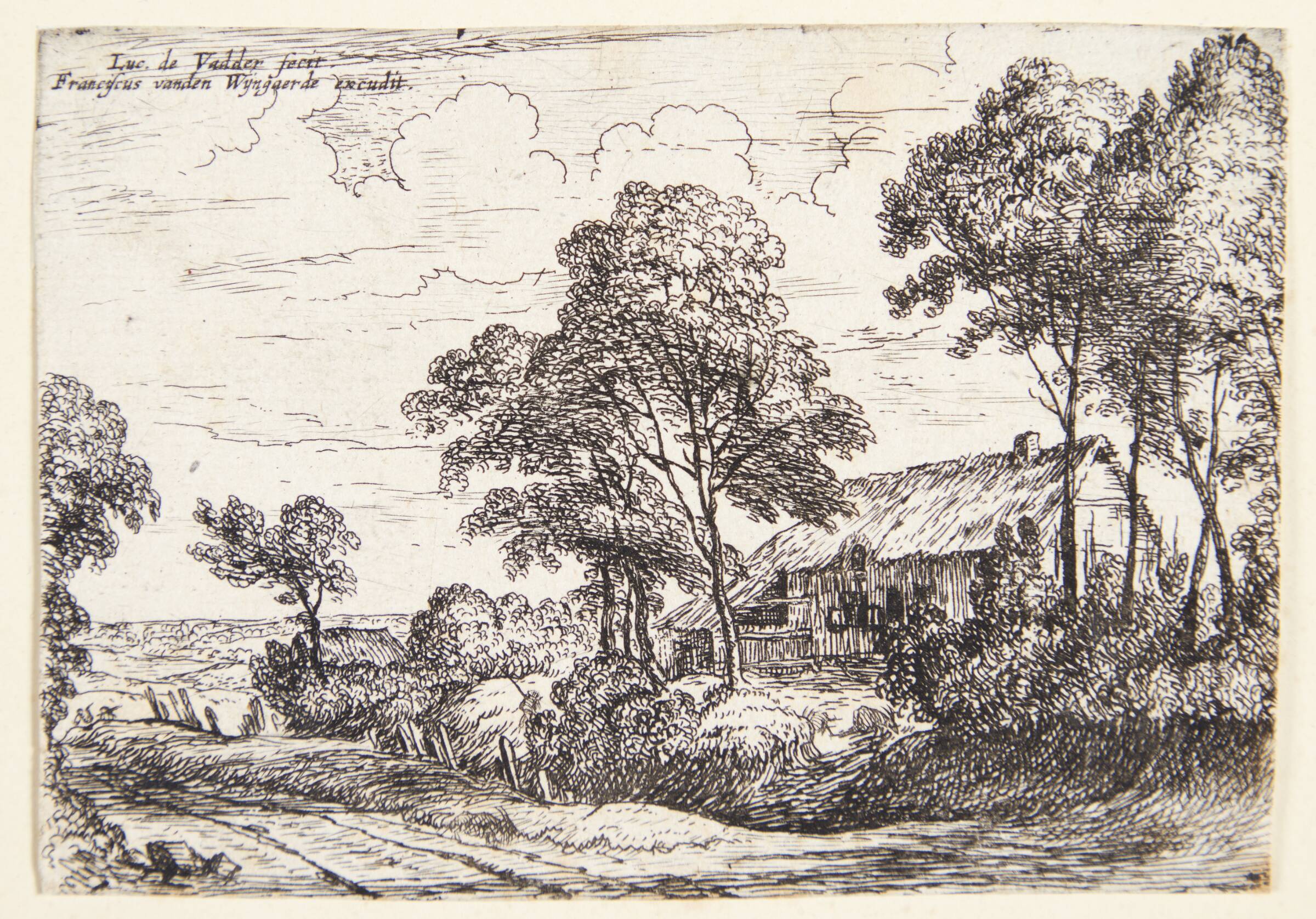 Stråtækt hus ved en vej, Lodewijk de Vadder, 1605-1655