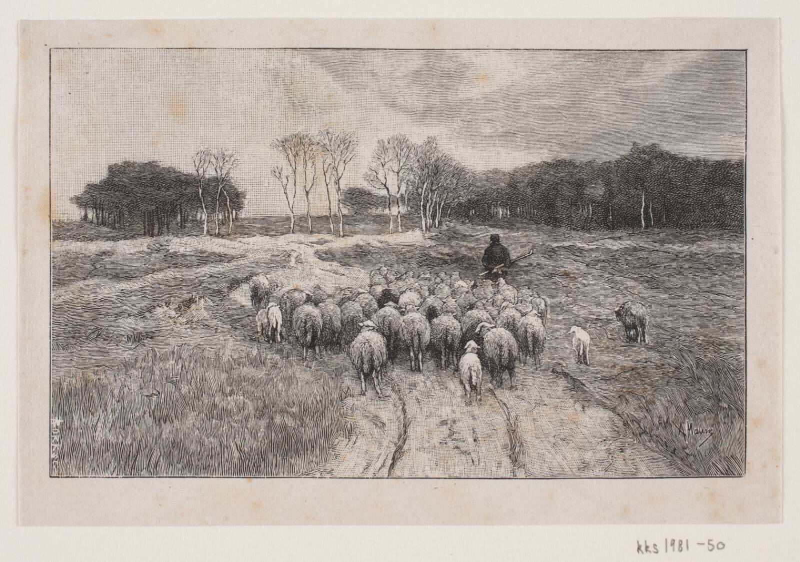 Landskab med får og hyrde, André Bork, 1854-1932