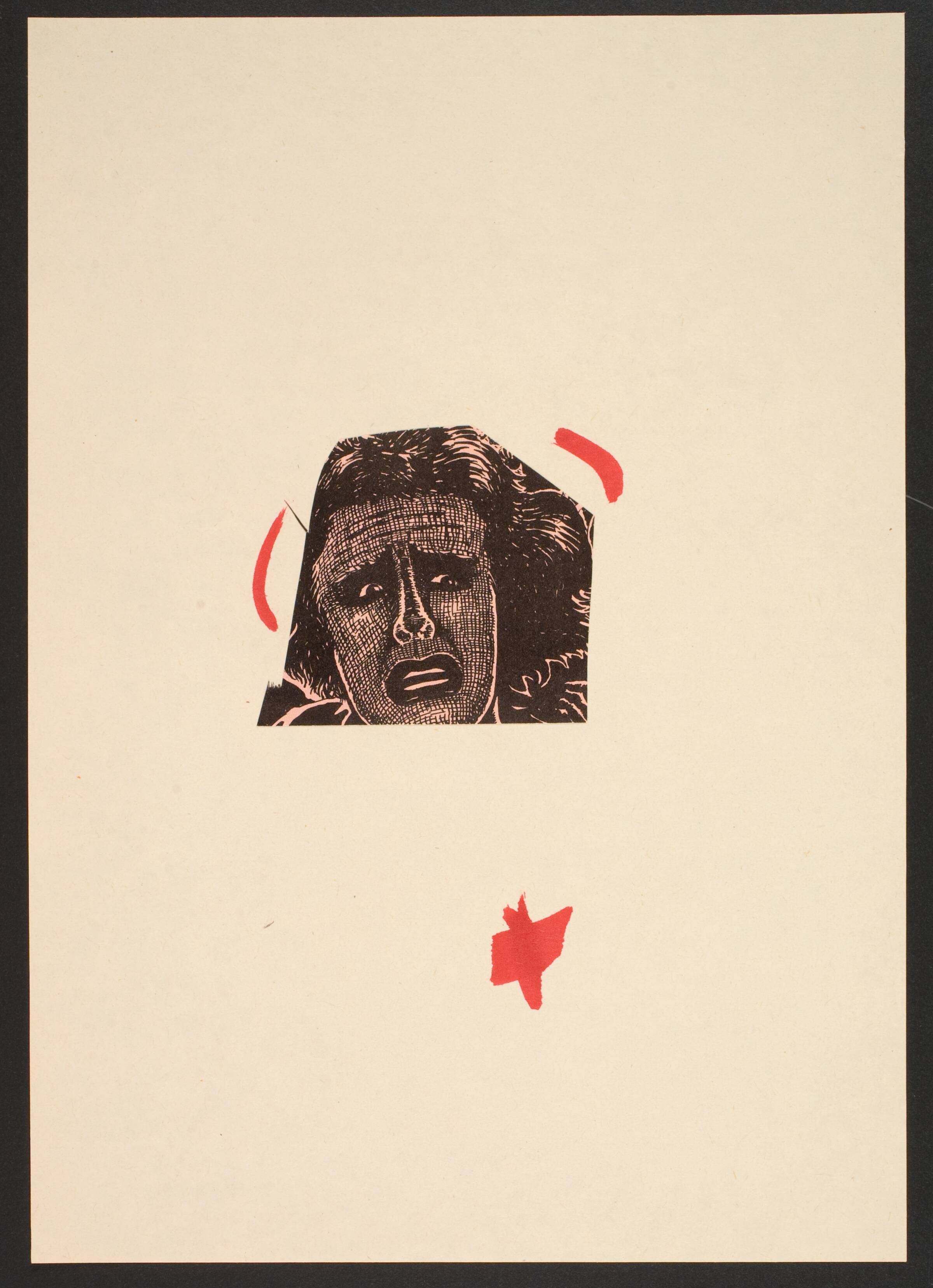 Udklip på papir med kvindetegnet, Lene Adler Petersen, 1974
