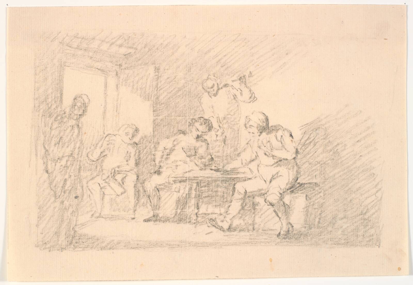 Interiør med spillere, C.A. Lorentzen, 1746-1828