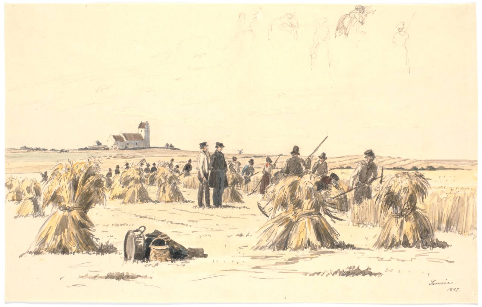 Høstarbejdere på marken, Martinus Rørbye, 1847