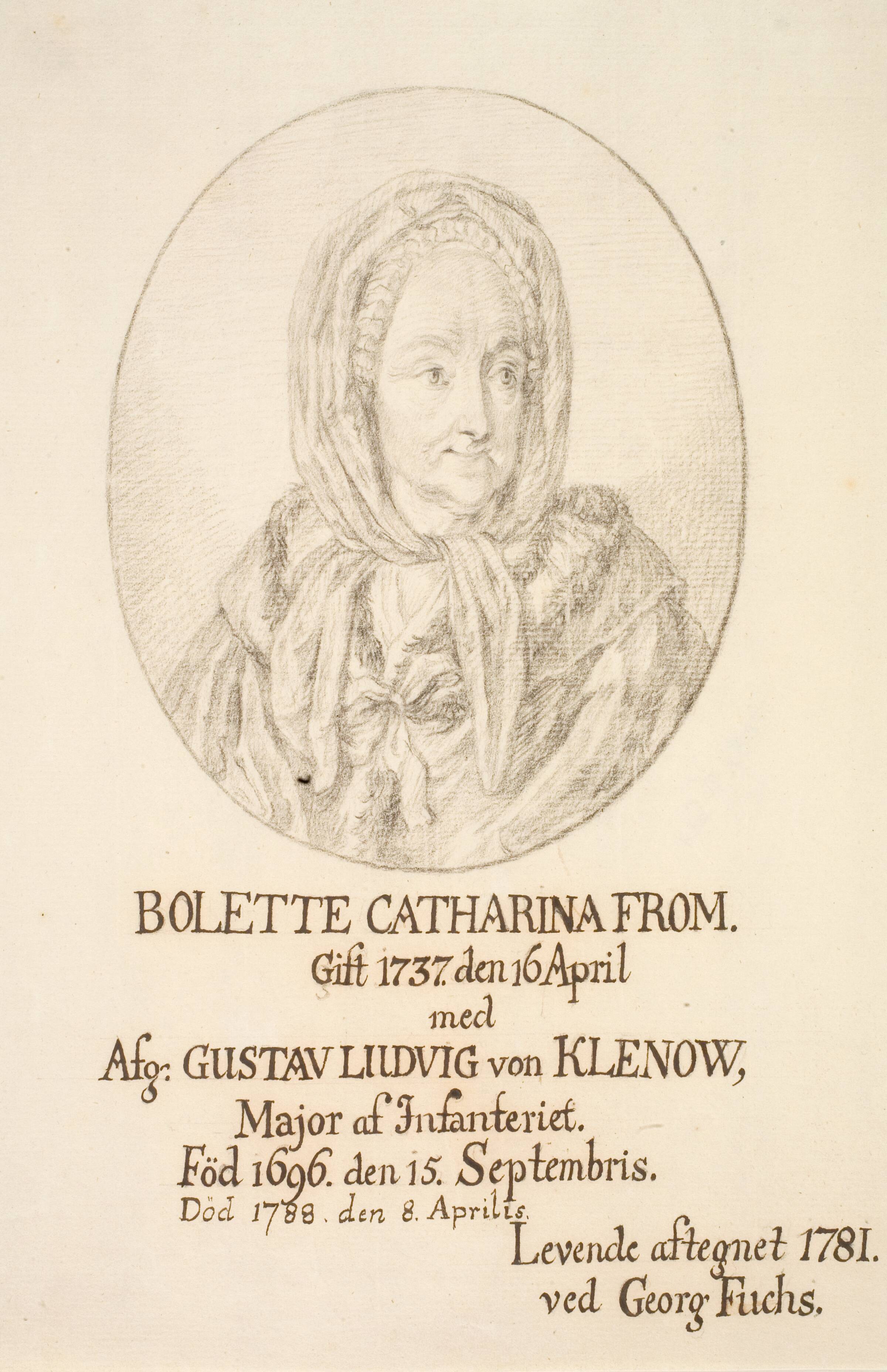 Portræt af Bolette Catharina From, Georg Mathias Fuchs, 1781