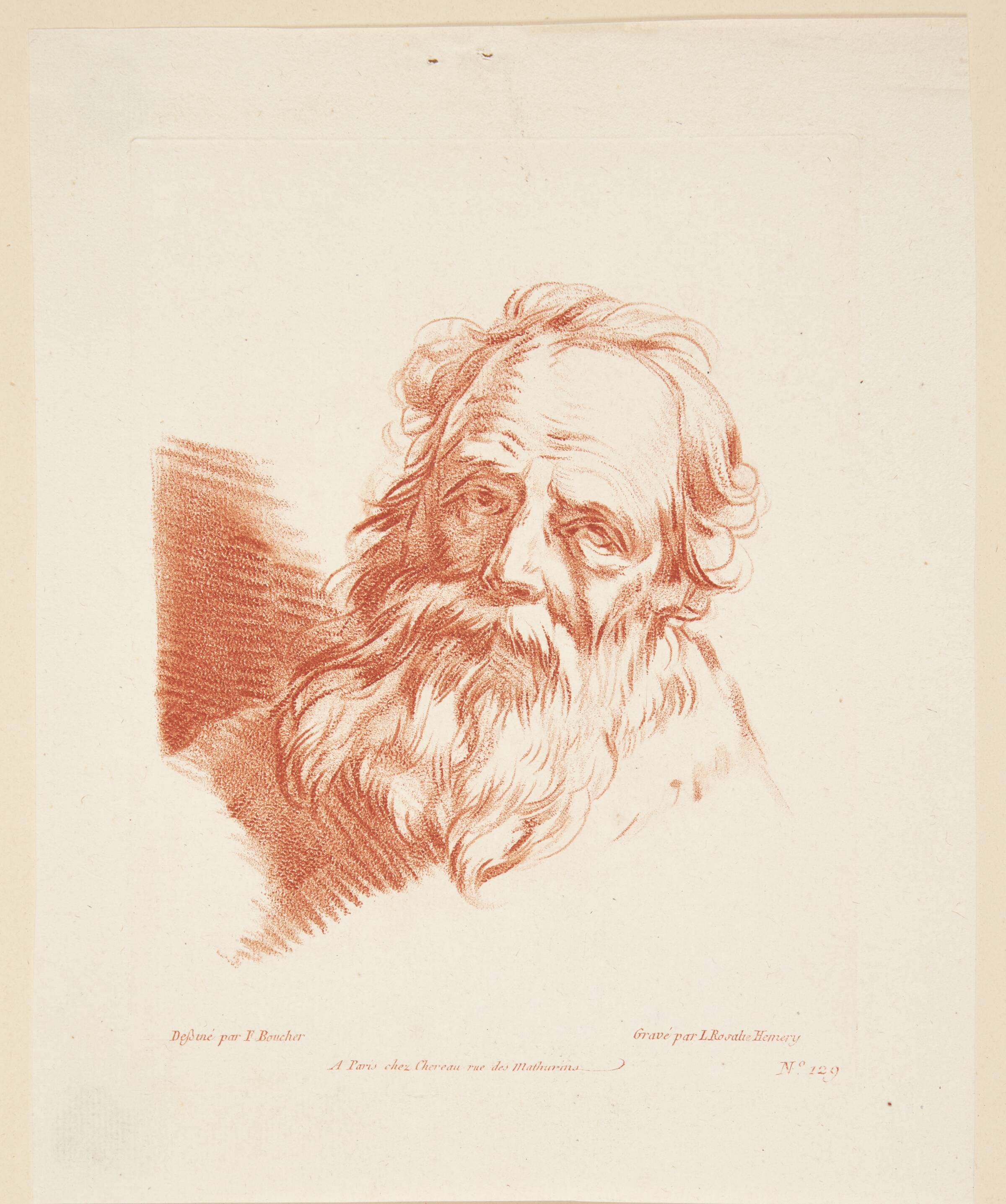 Portræt af en gammel mand en face, Louise-Rosalie Hémery, 1775-1779
