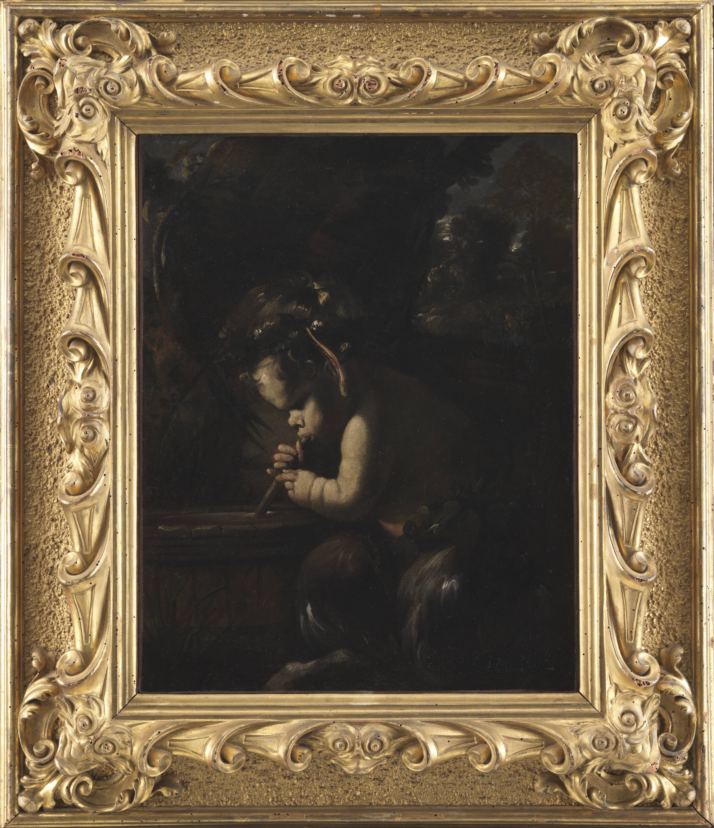 Lille satyr der drikker fra en tønde, Pier Francesco Mola, 1647-1653
