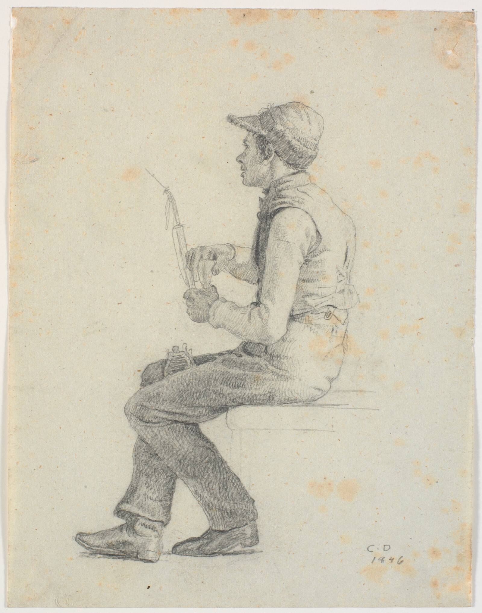 Bondekarl med pibe, Christen Dalsgaard, 1846