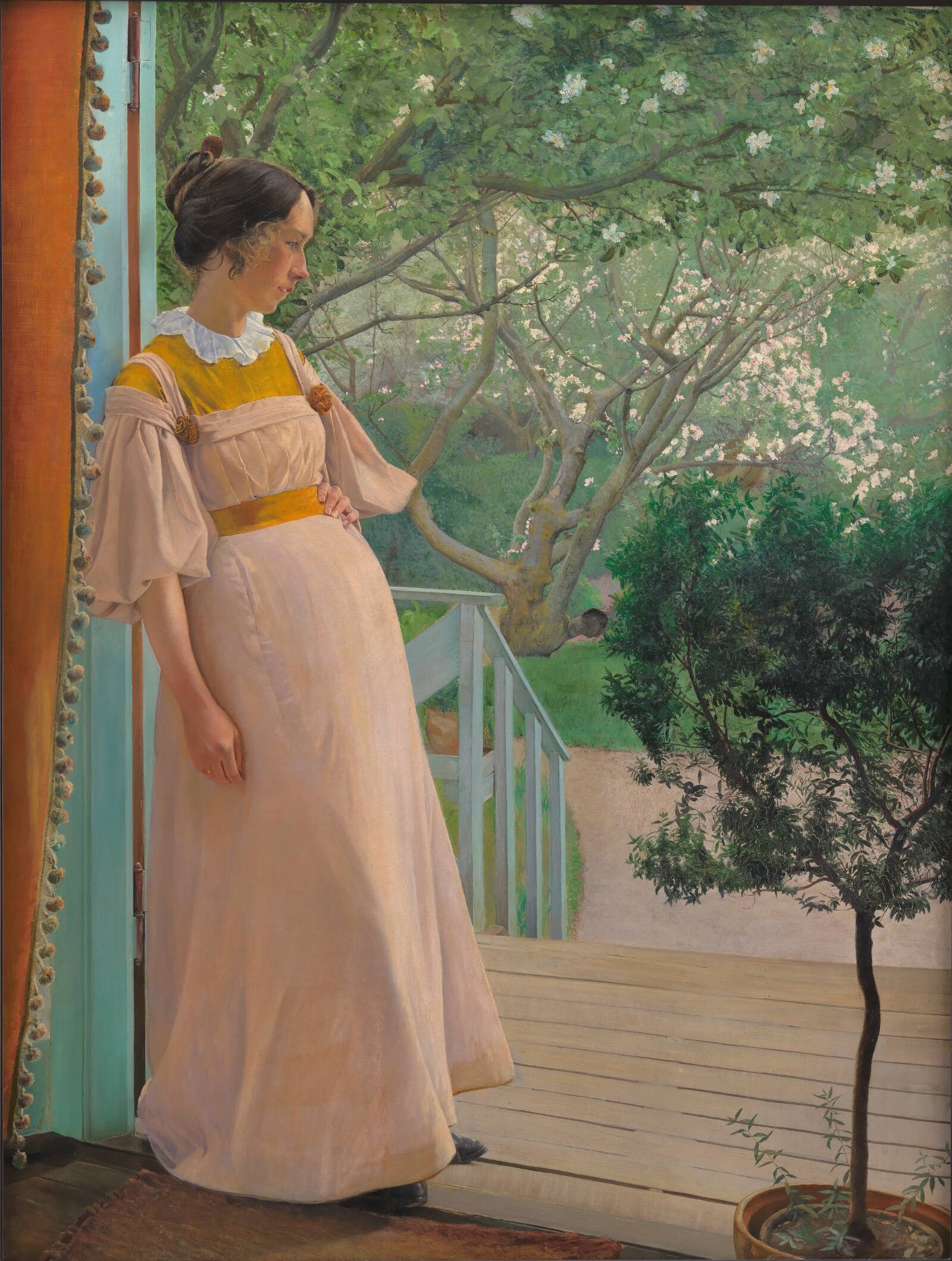 I havedøren. Kunstnerens hustru, L.A. Ring, 1897