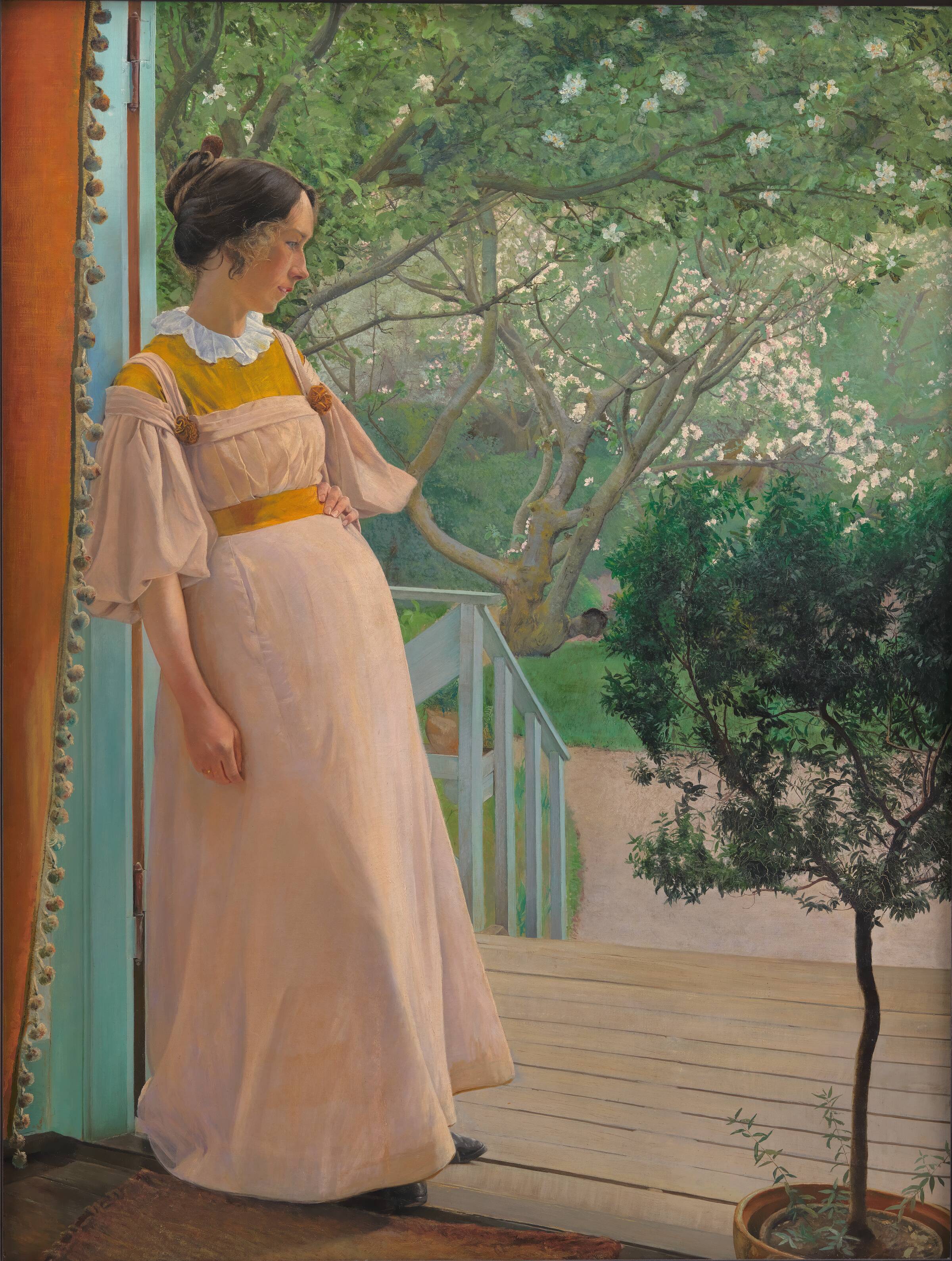 I havedøren. Kunstnerens hustru, L.A. Ring, 1897