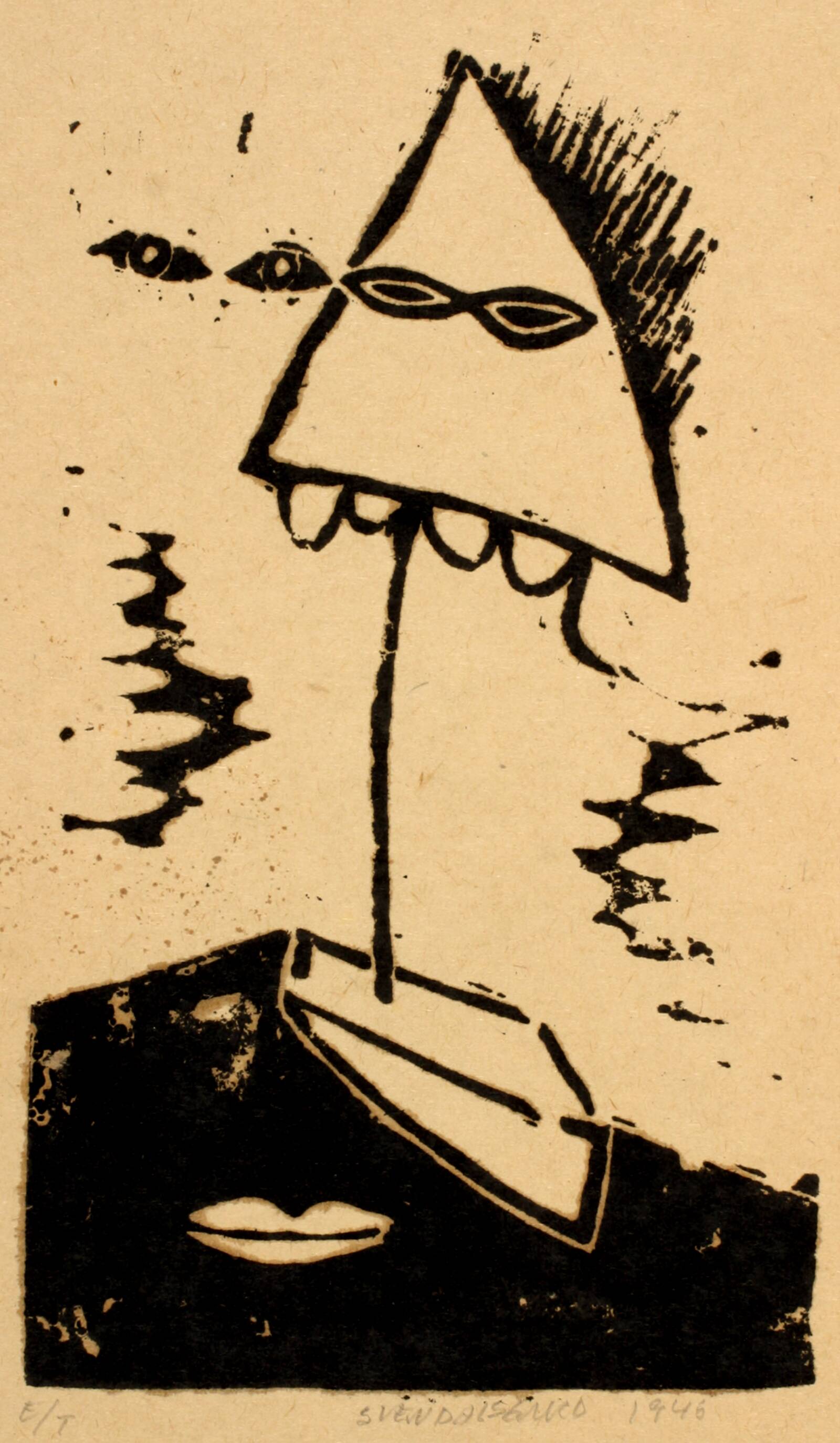 Komposition med maske, Sven Dalsgaard, 1946